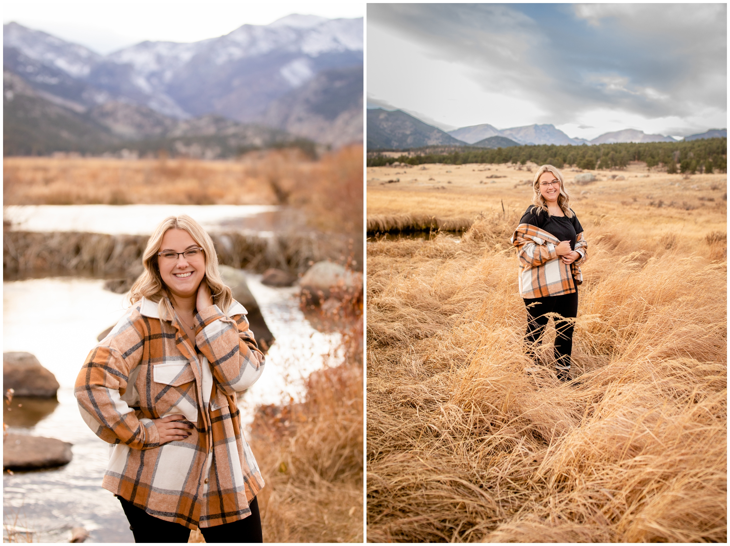 river senior pictures at Moraine Park in Estes Park Colorado