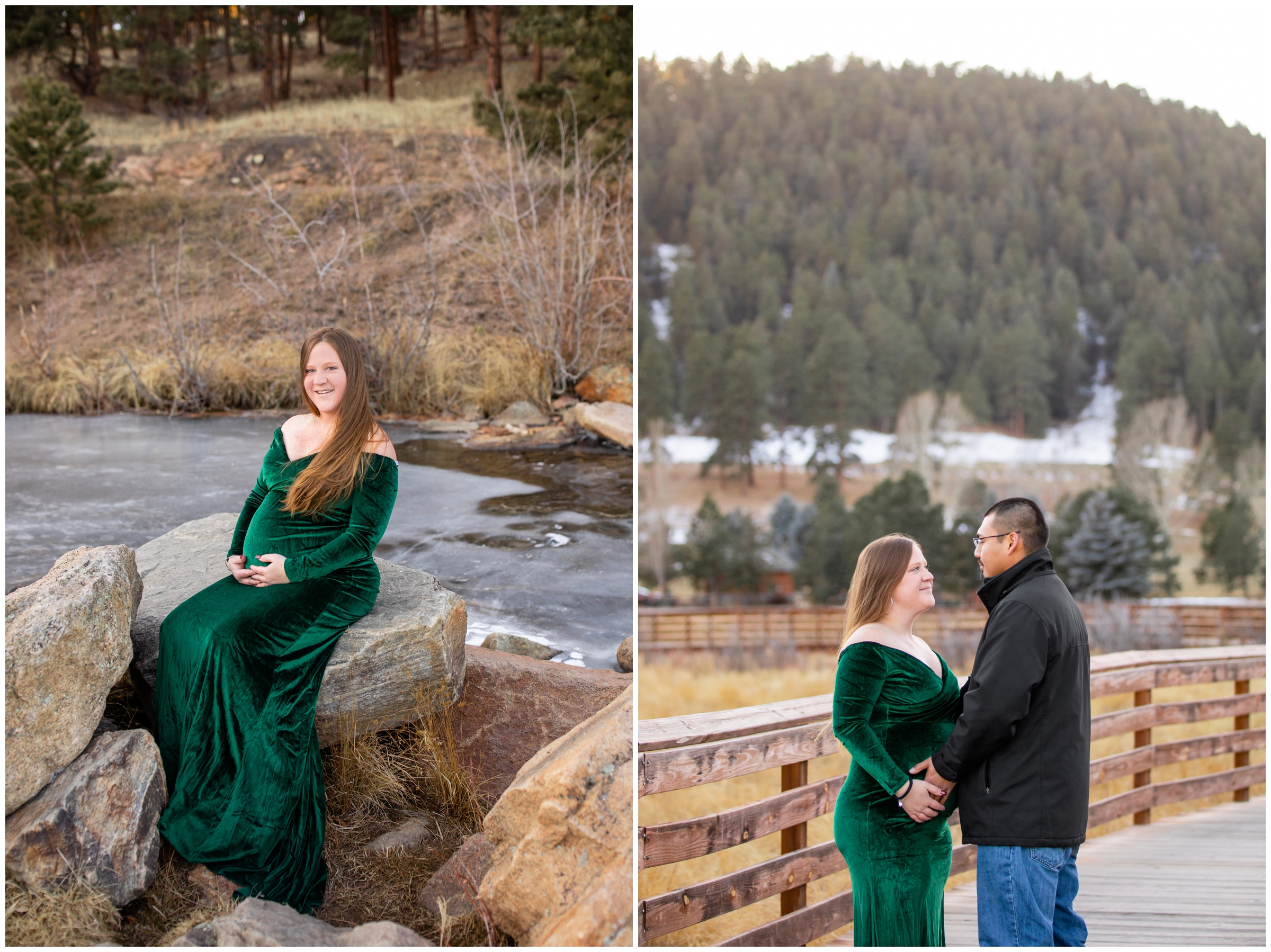 Evergreen Colorado maternity pictures at Evergreen Lake House by portrait photographer Plum Pretty Photography