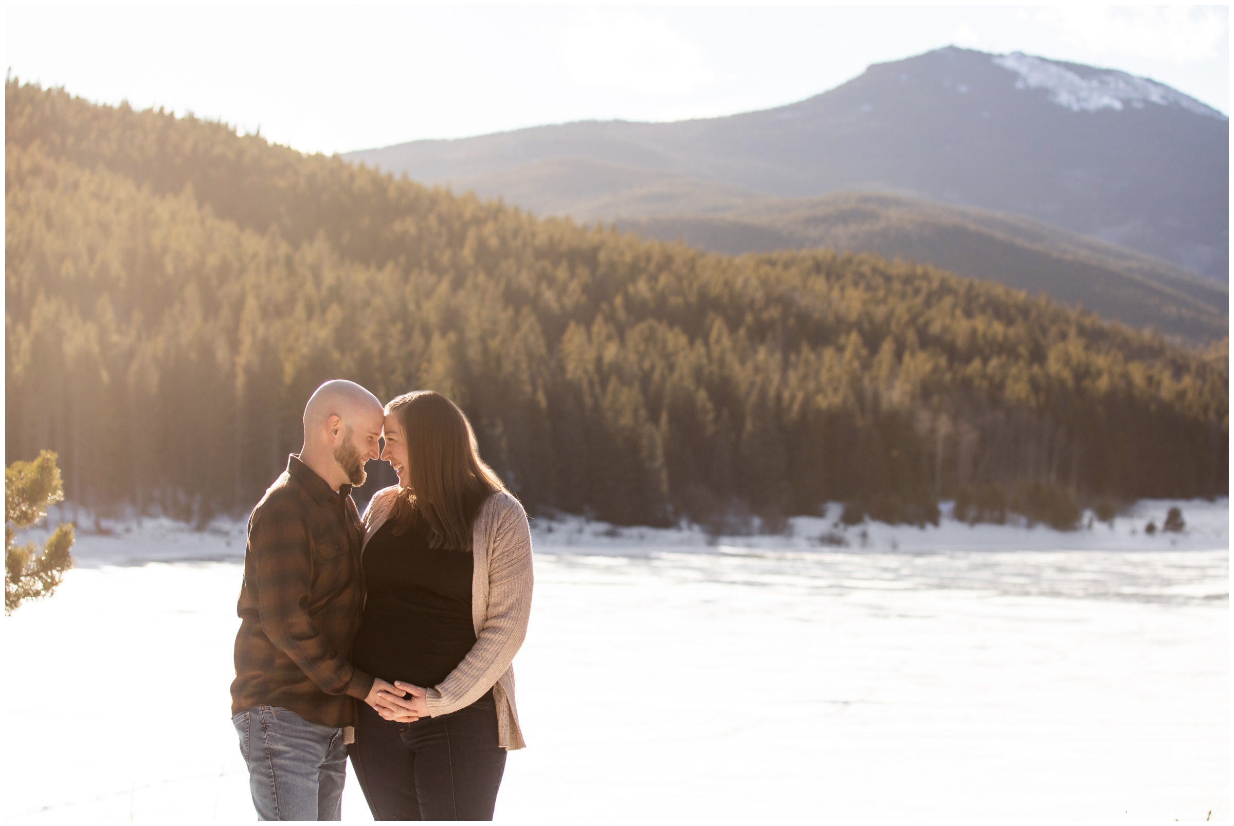 Winter Evergreen Colorado maternity portraits at Frosberg Park and Beaver Brook Reservoir by CO photographer Plum Pretty Photography 