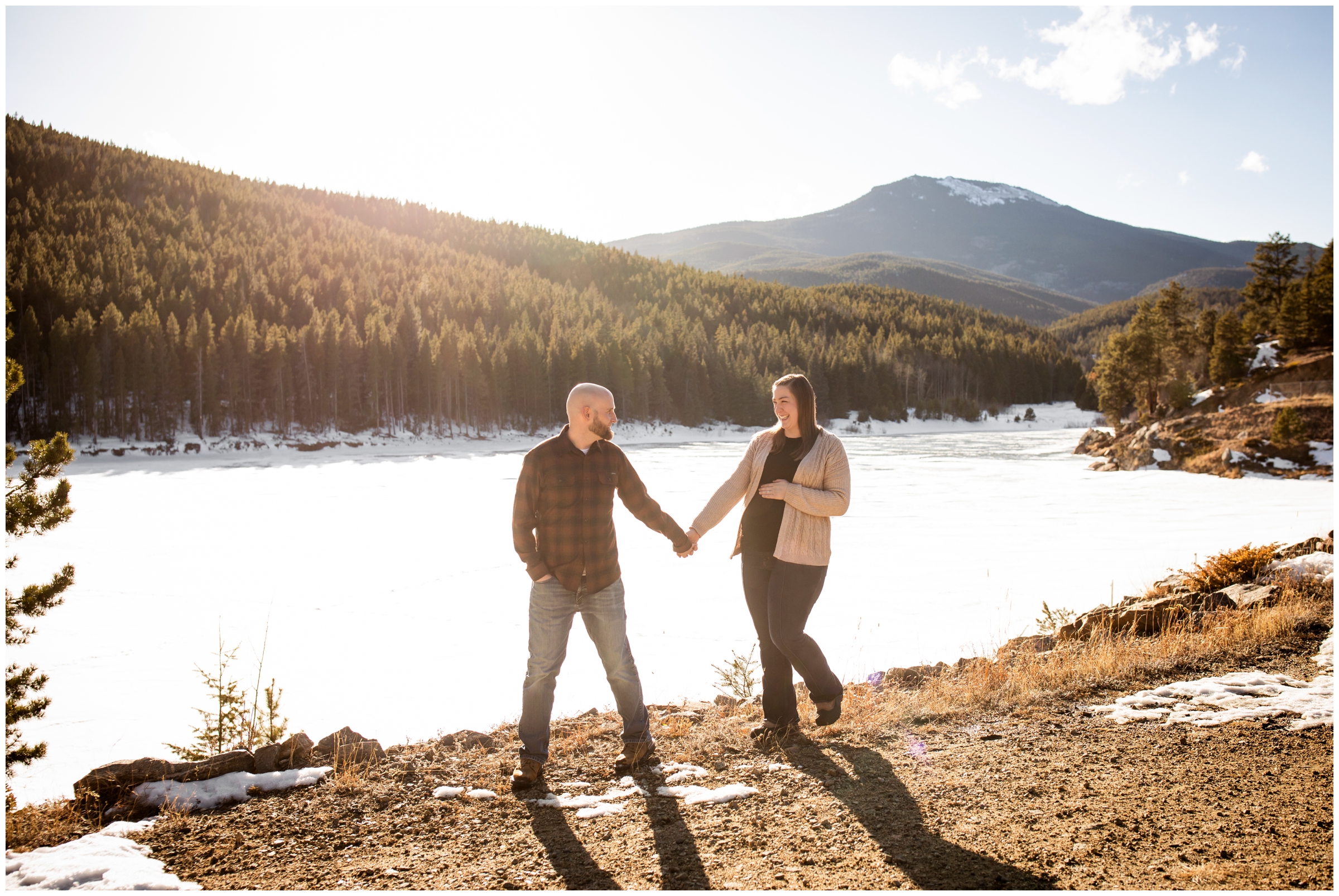 pregnancy photo session at Beaver Brook Reservoir in the Colorado mountains