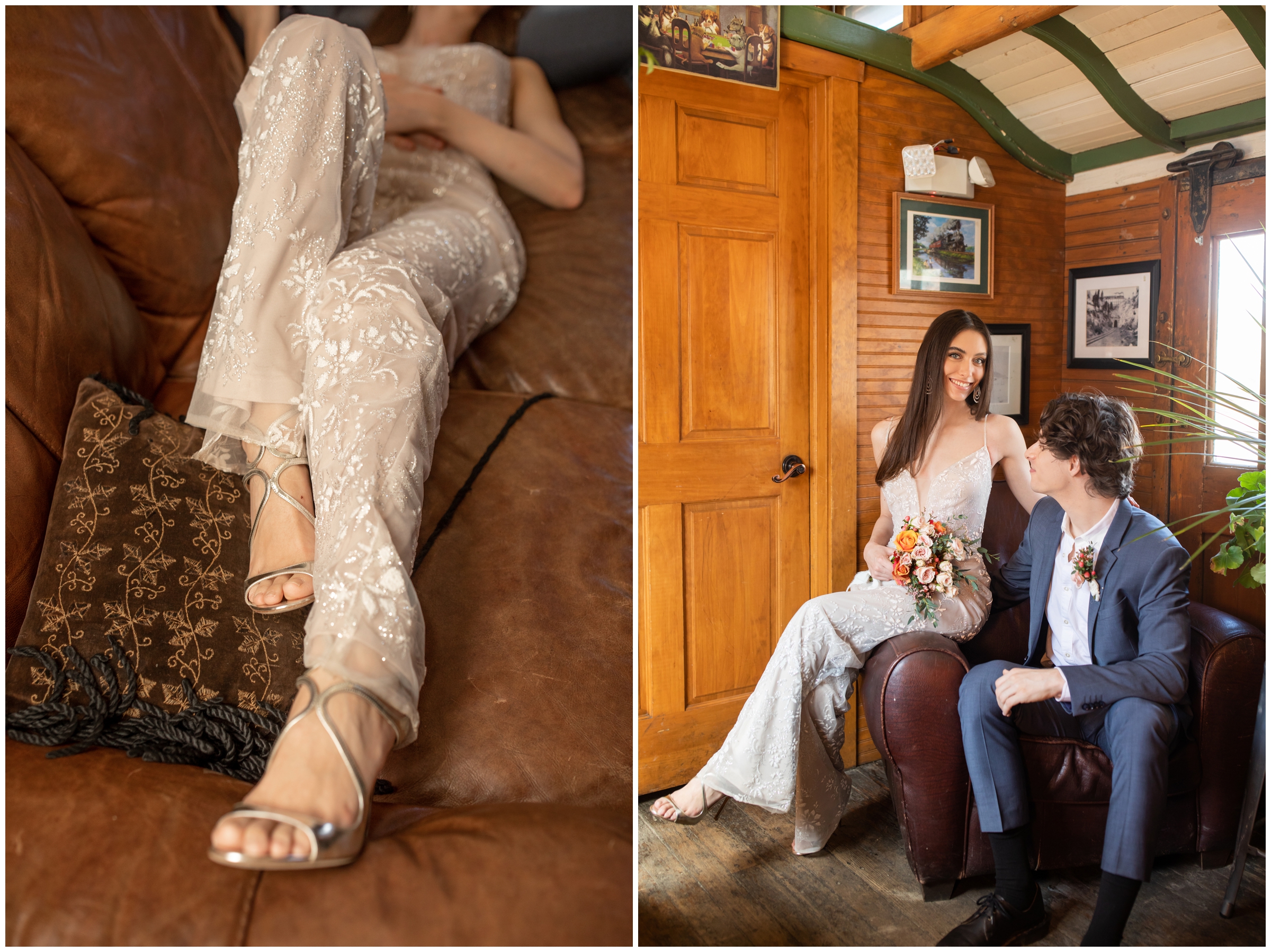 sparkly bridal jumpsuit by the Bridal Collection in Colorado