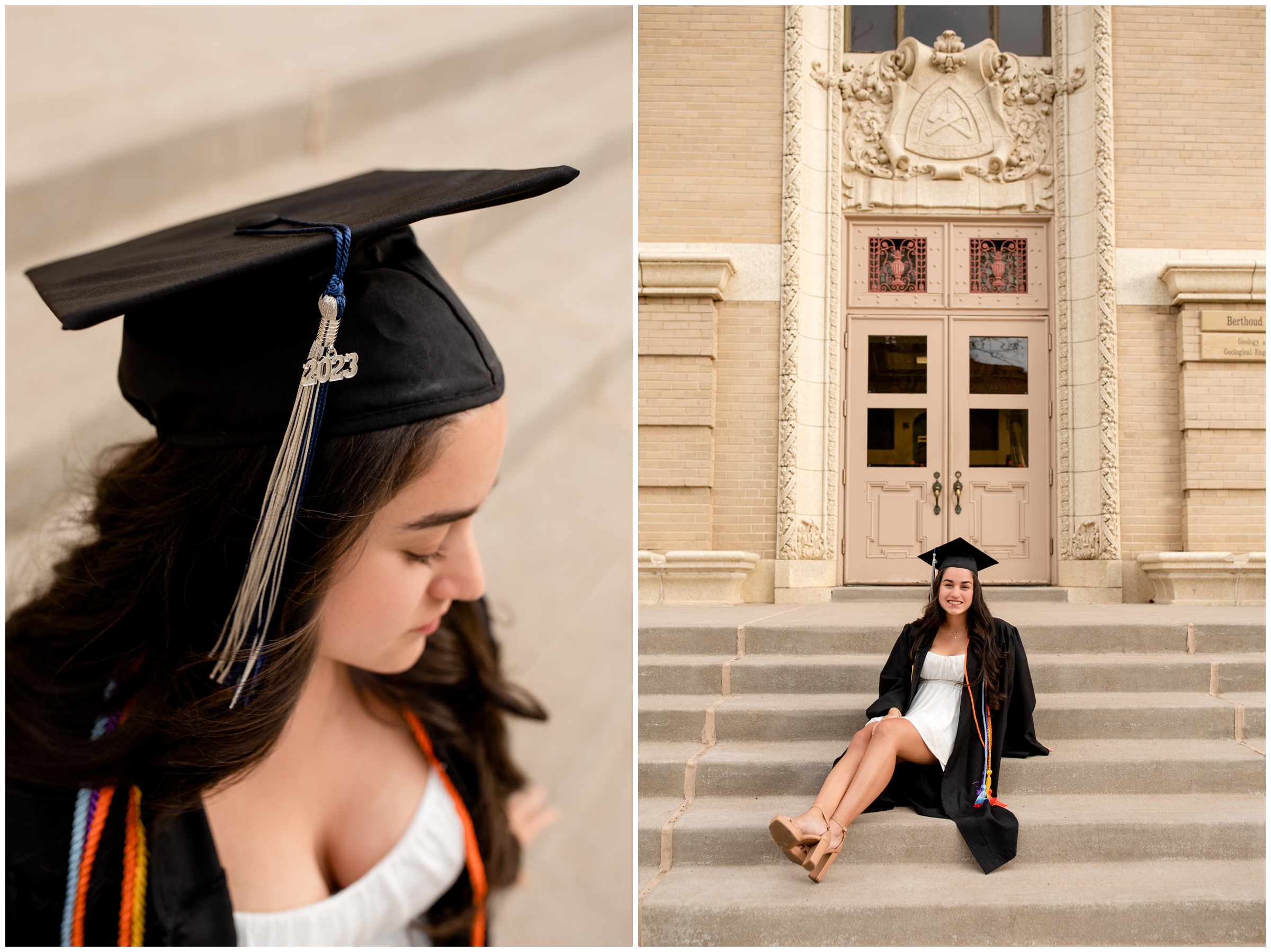 College cap and gown graduation portraits at School of Mines by Plum pretty Photography 