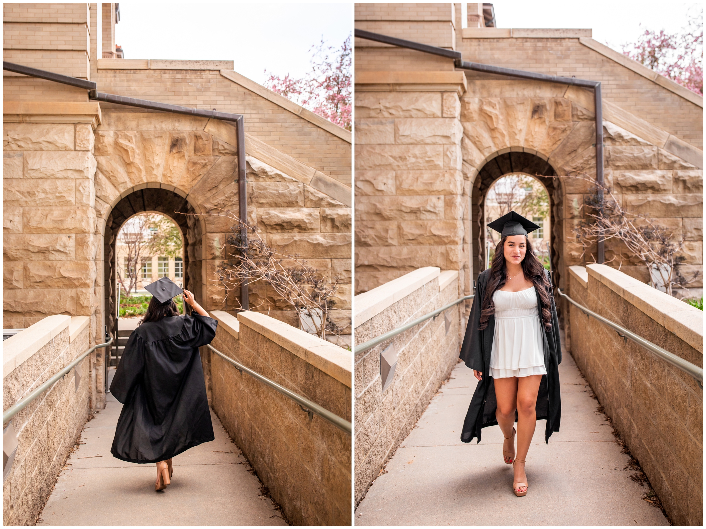 college cap and gown senior portraits at the colorado school of mines