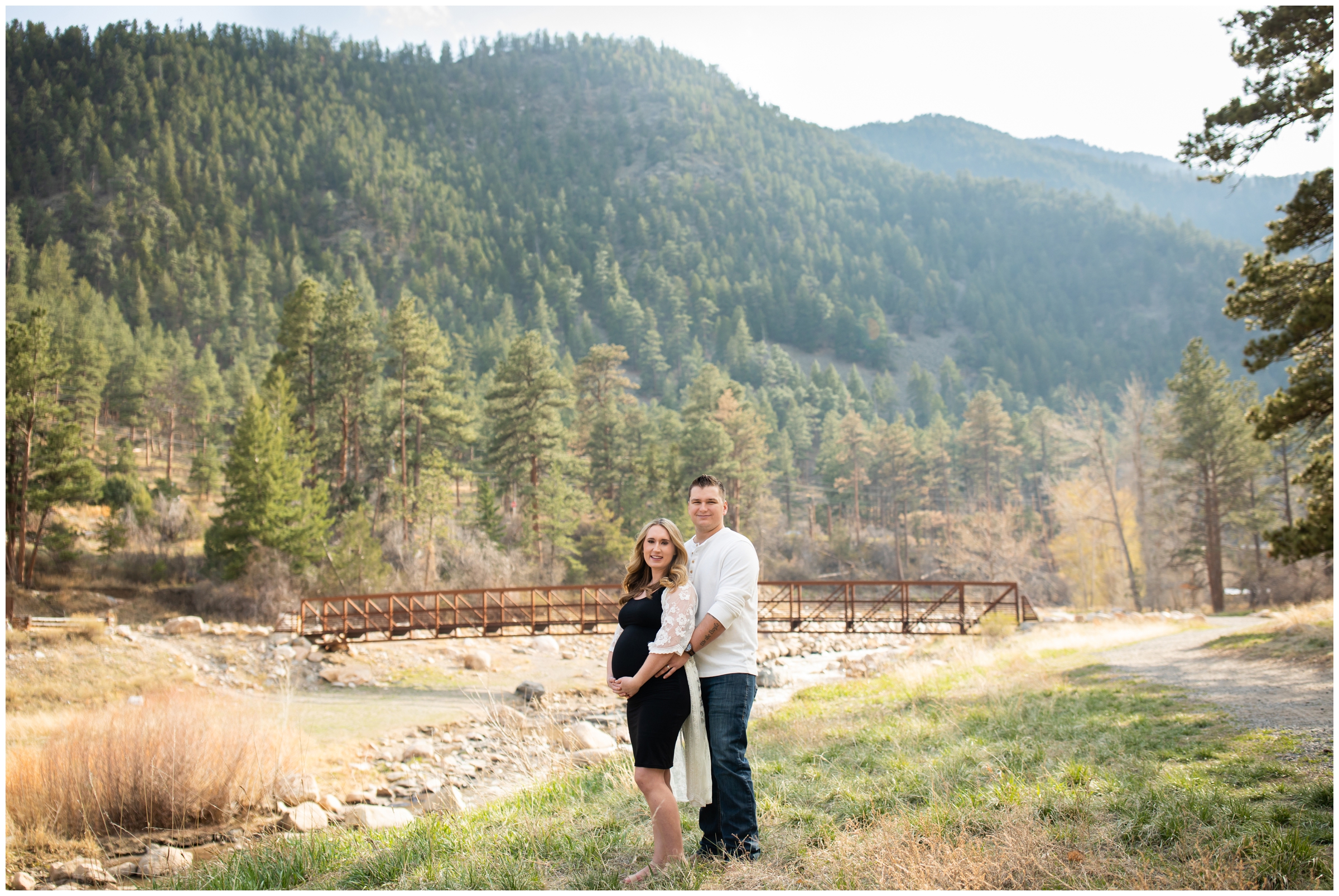 mountain pregnancy photography session along the Big Thompson River in Northern Colorado 