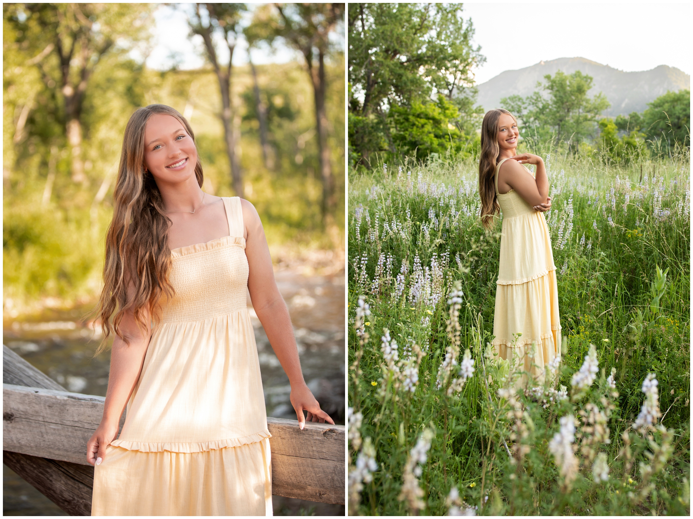 teen posing in wildflower fields during Boulder Colorado senior photos 