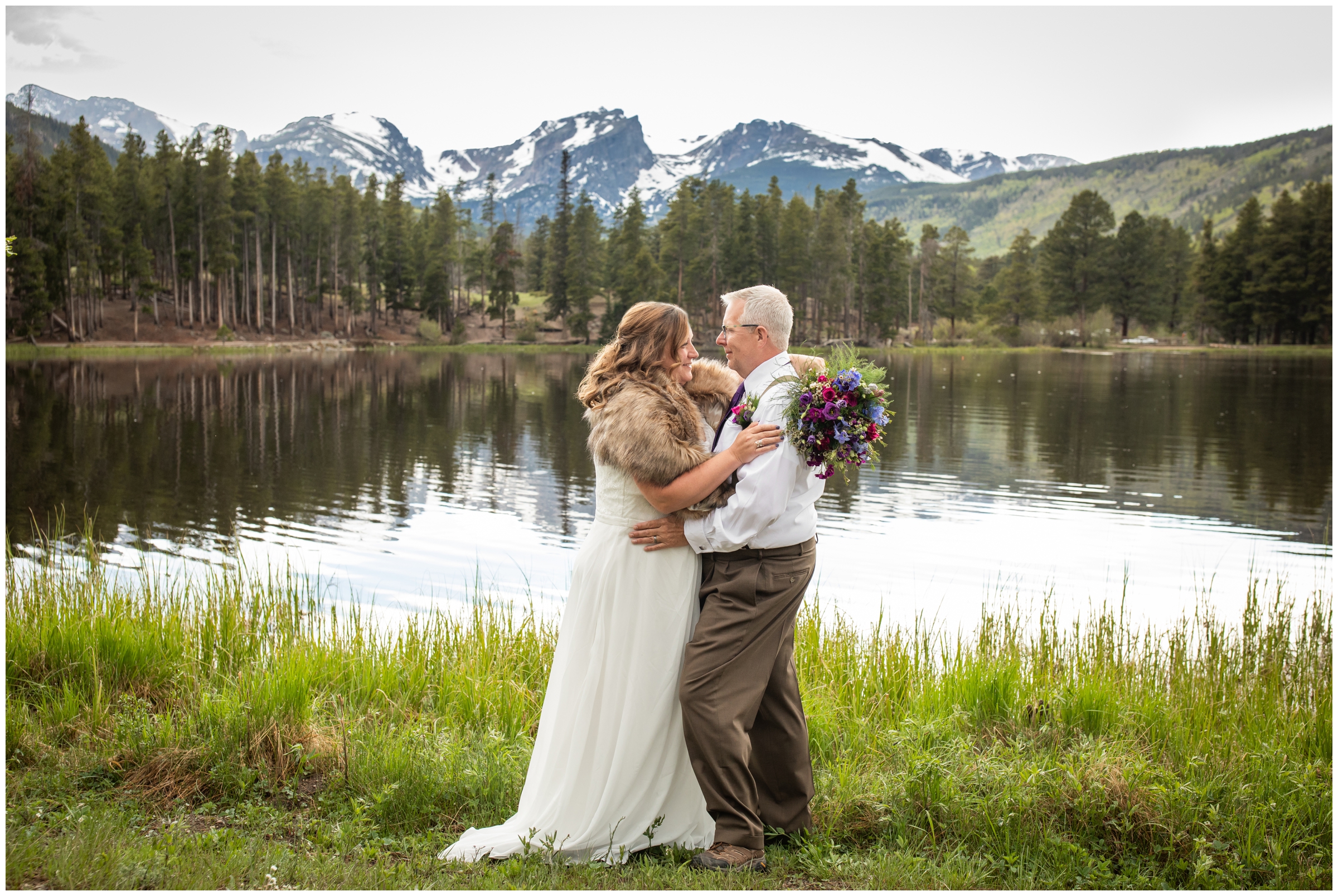 mountain elopement pictures at Sprague Lake in Estes Park Colorado 