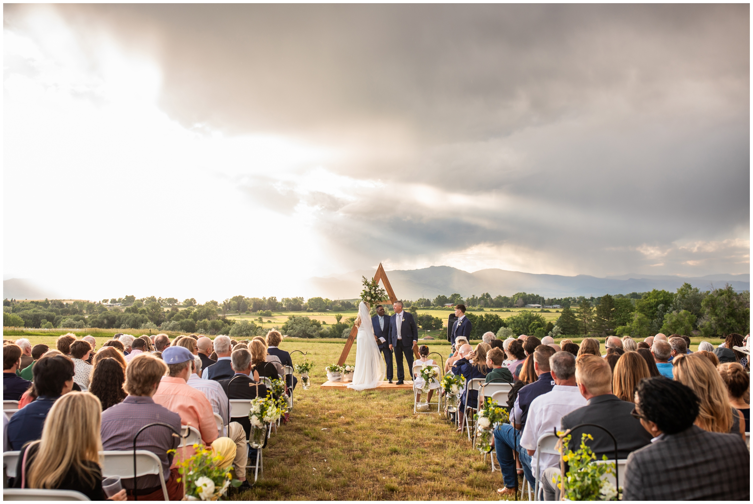 backyard wedding ceremony inspiration during summer in Boulder Colorado 