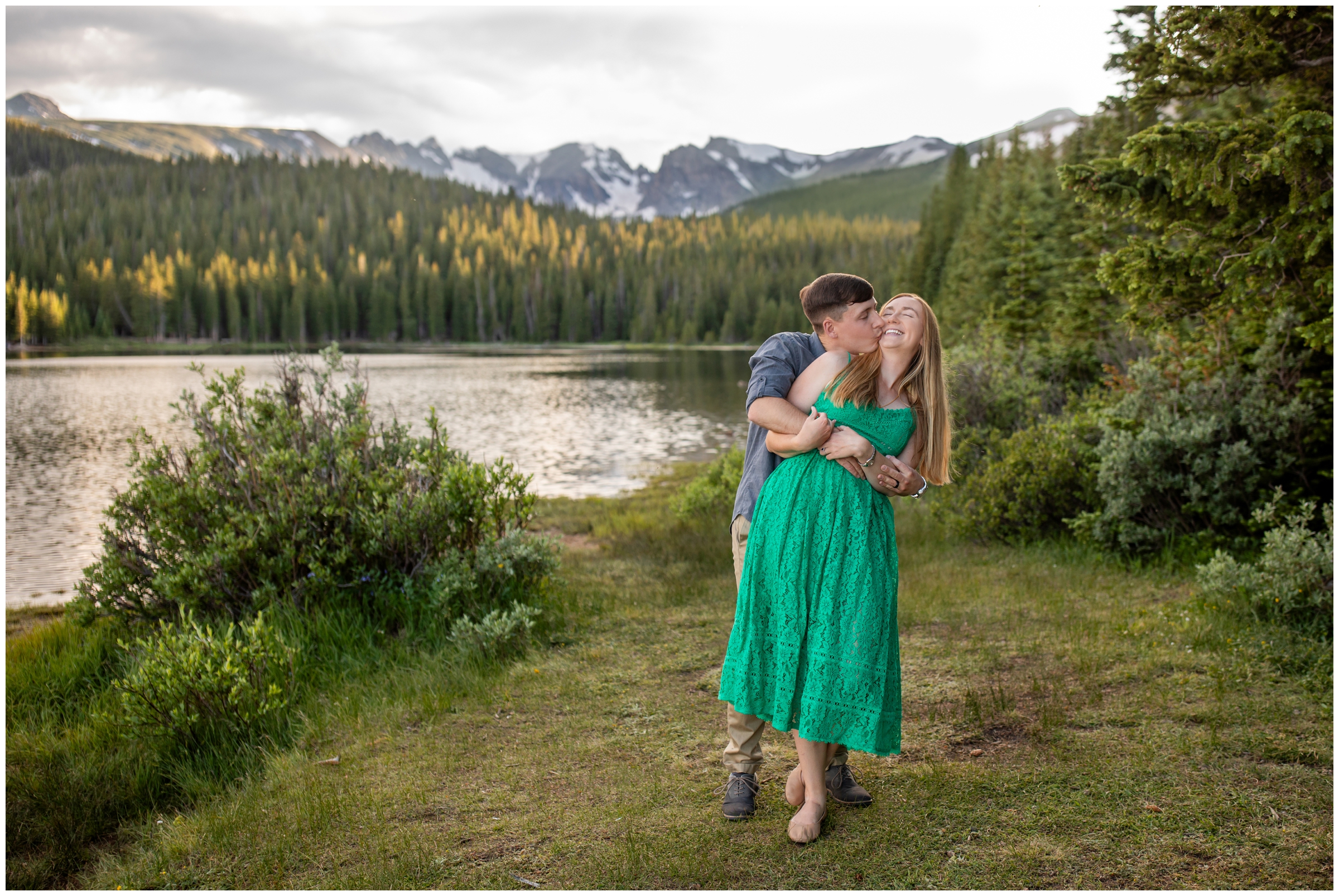 candid engagement photography in the Colorado mountains at Brainard Lake