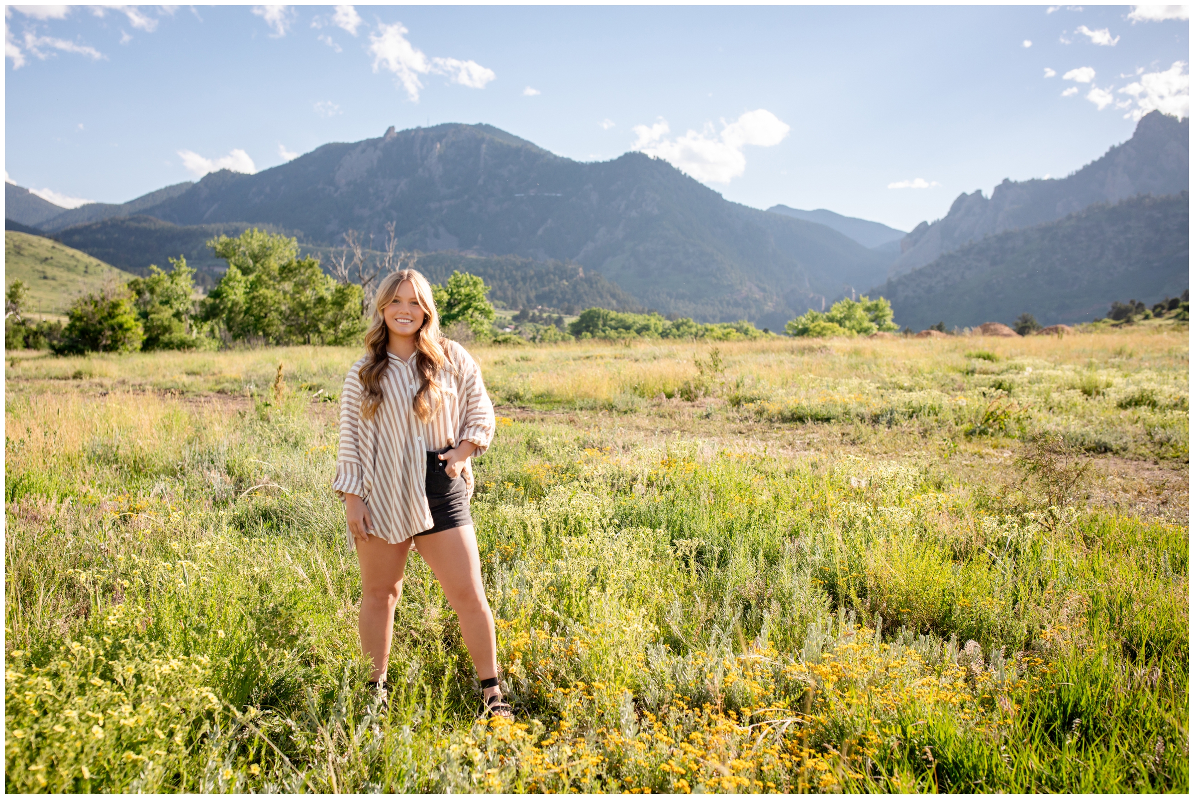 portrait photography session at the flatirons mountains of Boulder