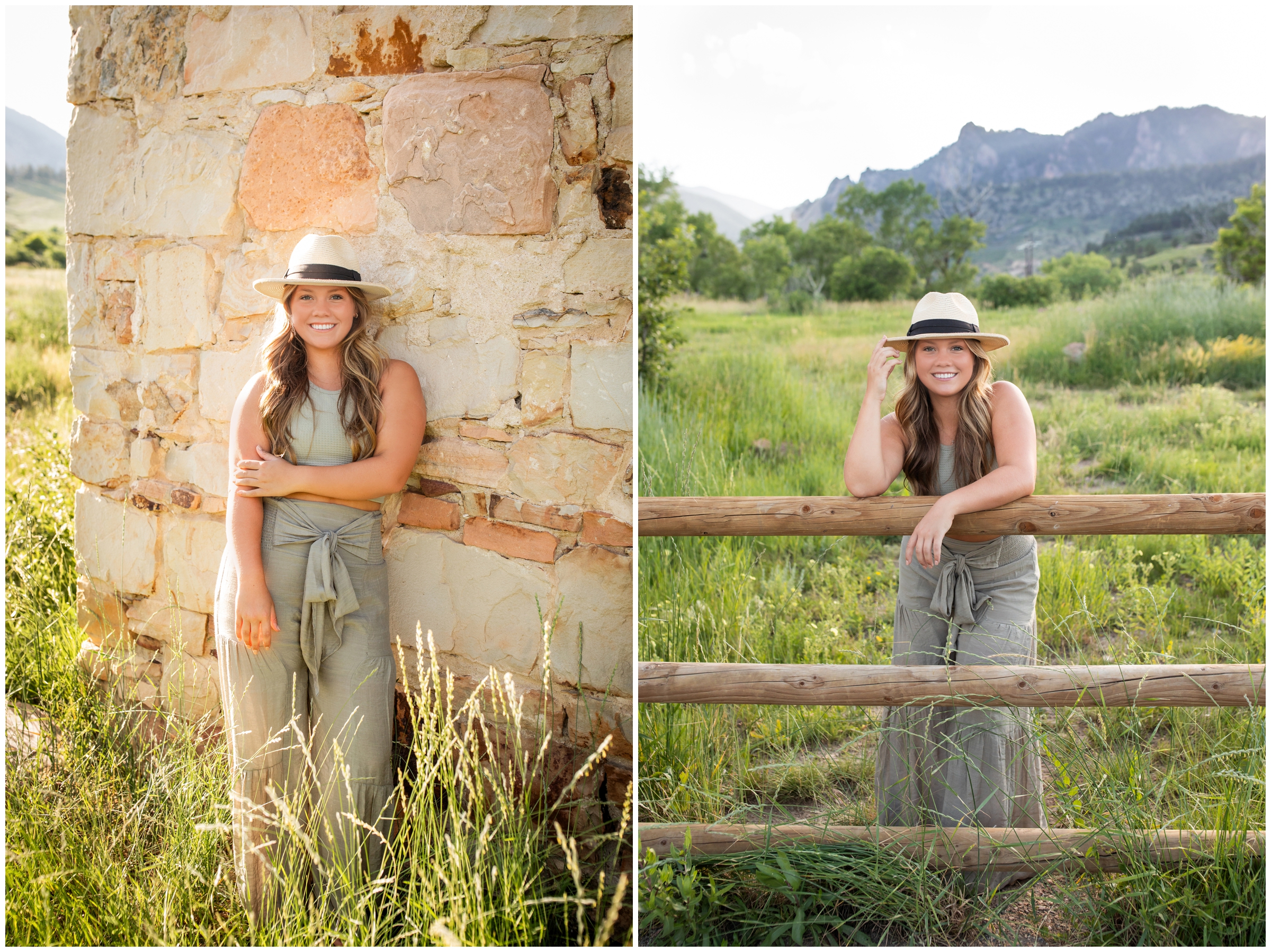 teen leaning on fence during high school graduation portraits at South Mesa Trail in Boulder 