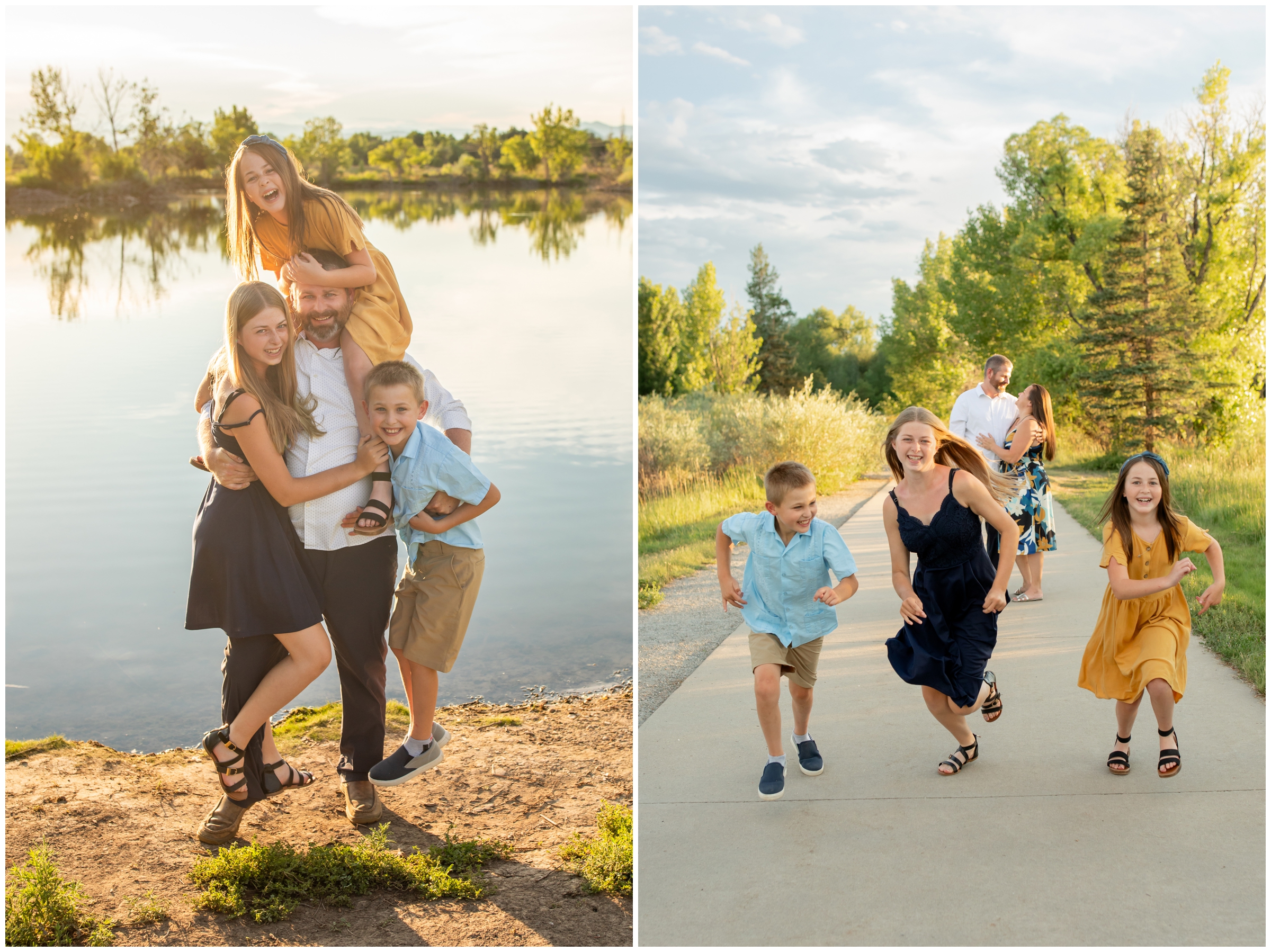 fun candid family pictures at Golden Ponds in Longmont Colorado 