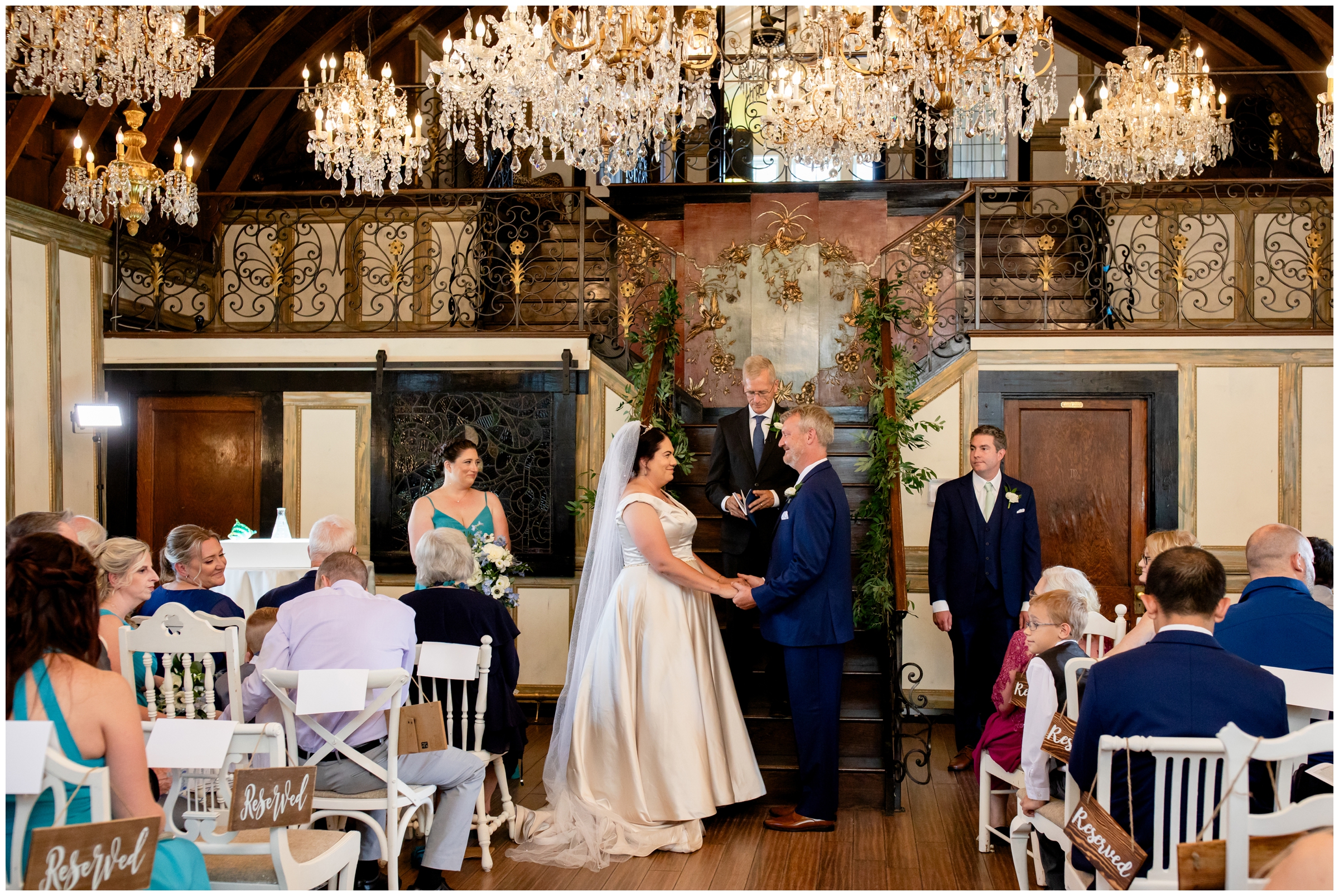 wedding ceremony at the Chandelier Barn in Colorado at Lionsgate Event Center 