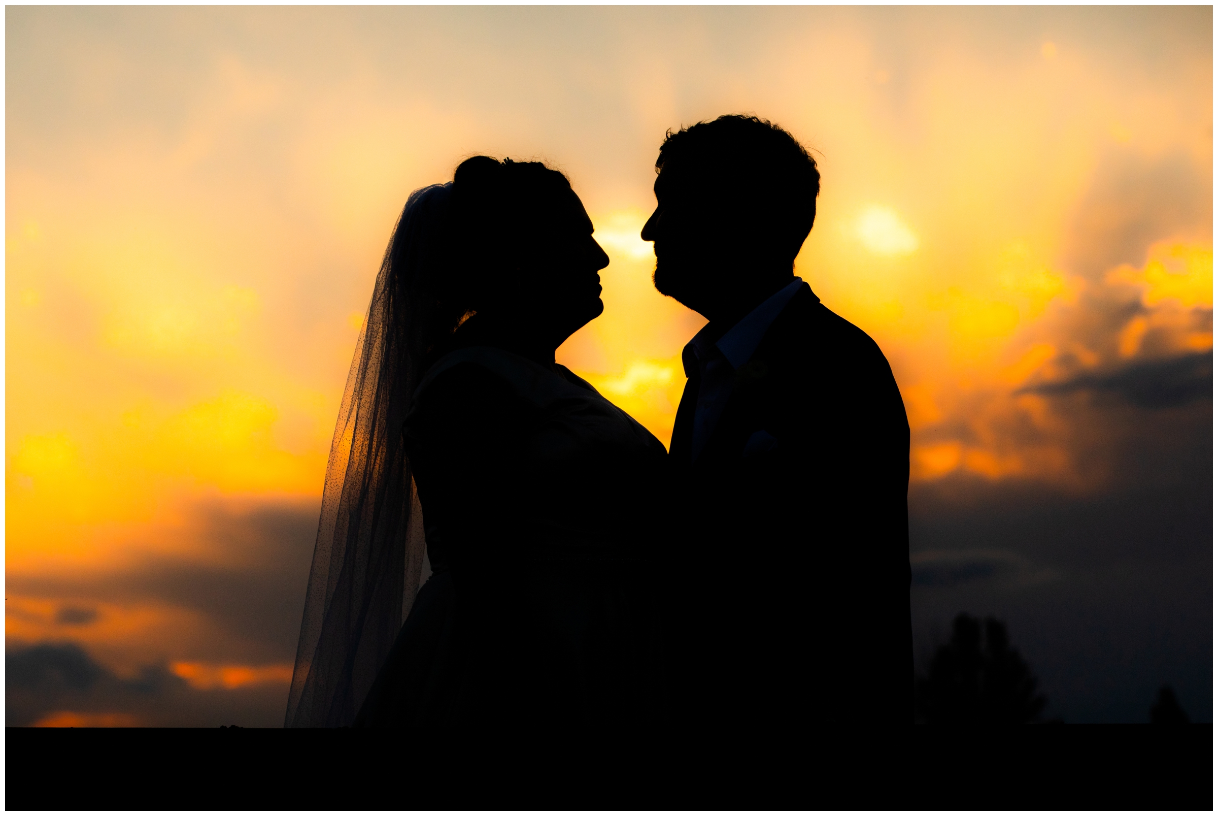 sunset wedding silhouette photos at Dove House by Colorado photographer Plum Pretty Photography 