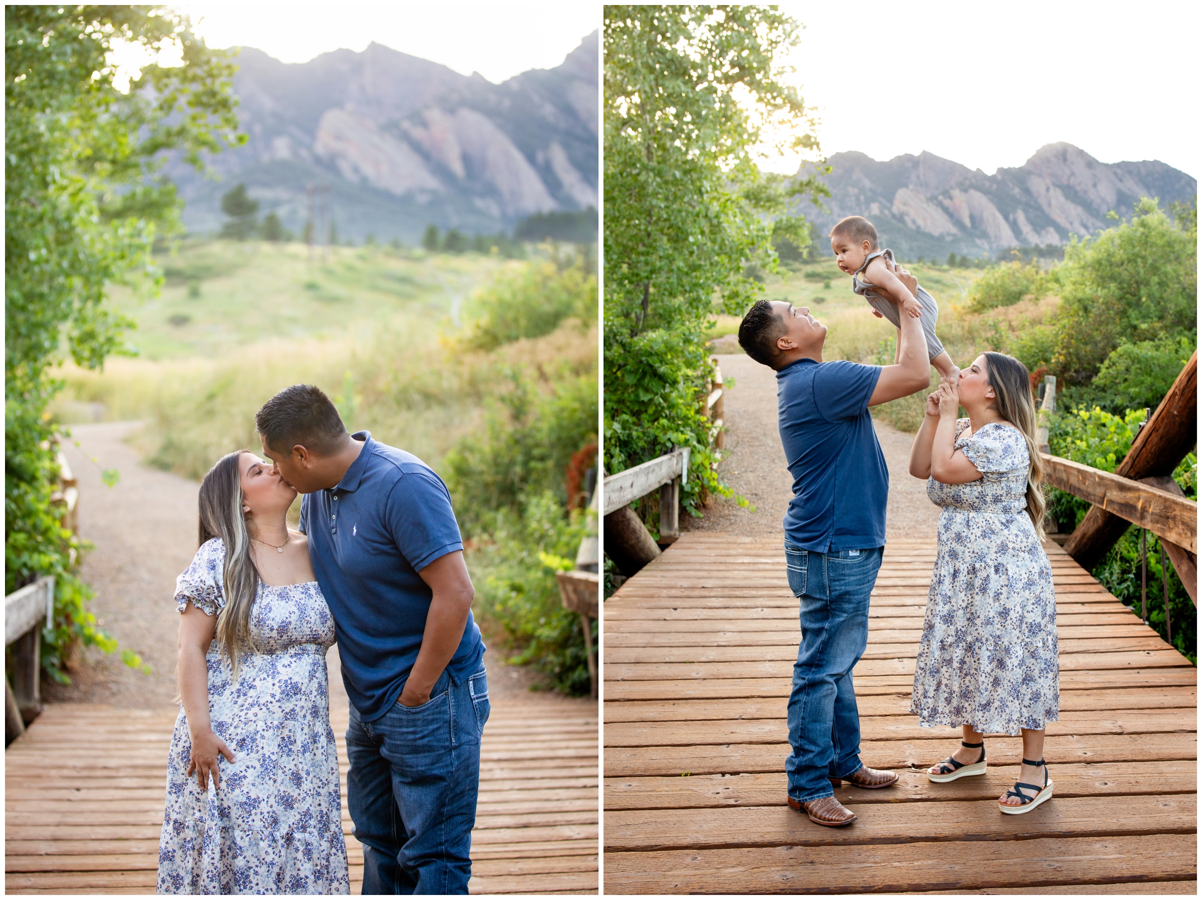 candid family photography on a bridge in Boulder Colorado 