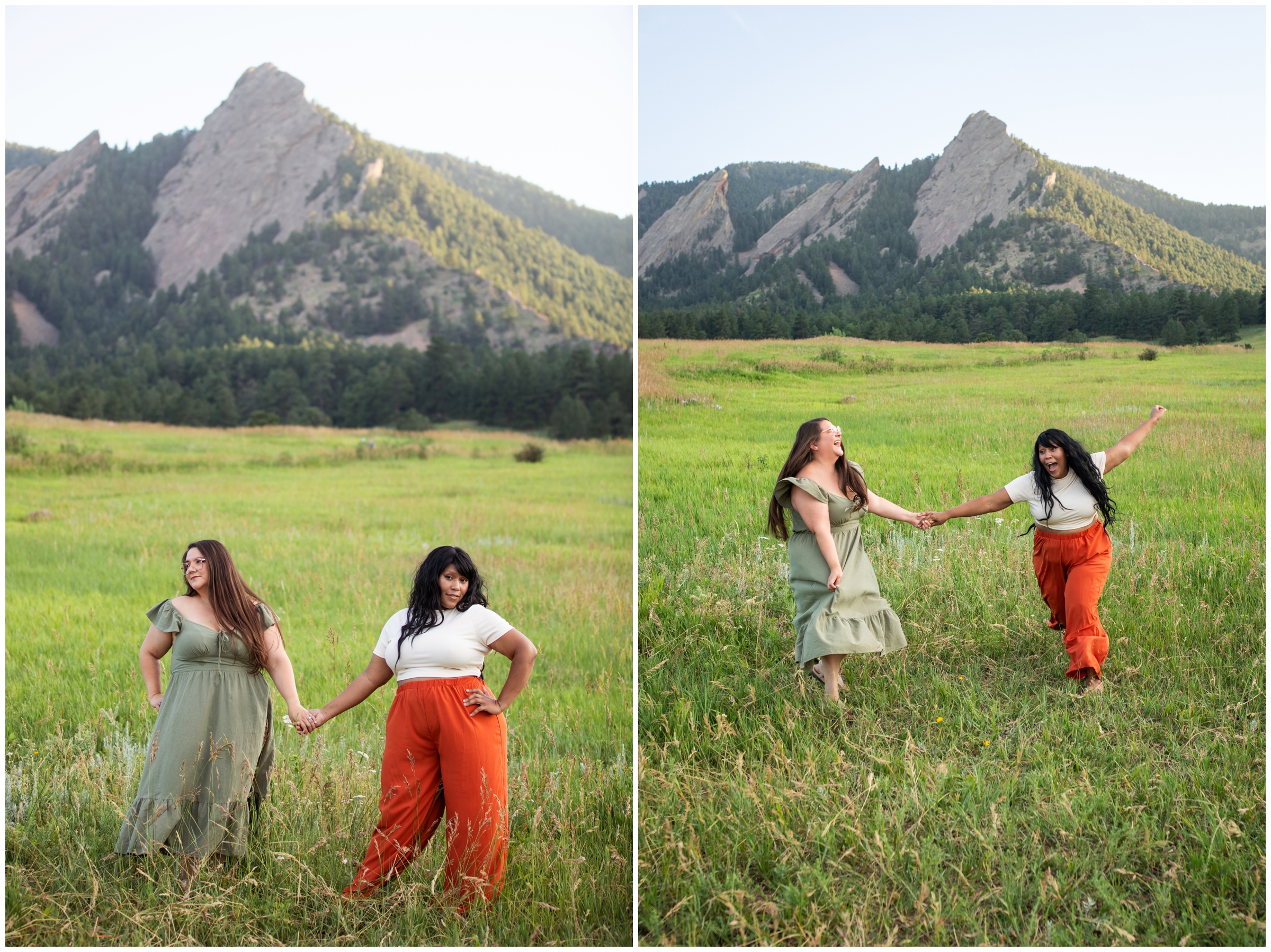 woman posing in a field at Chautauqua Park during Colorado summer portrait session 
