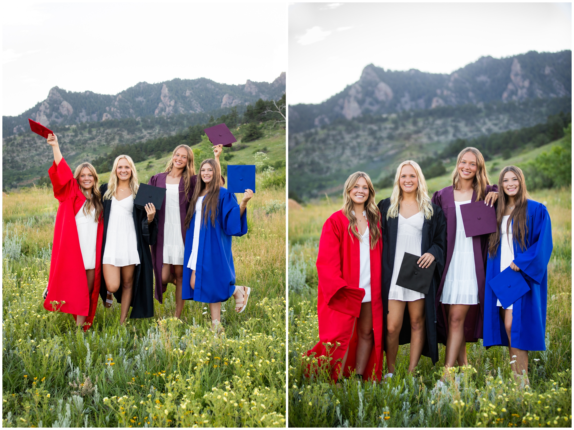 Boulder cap and gown graduation photos at South Mesa Trail by Colorado senior photographer Plum Pretty Photography