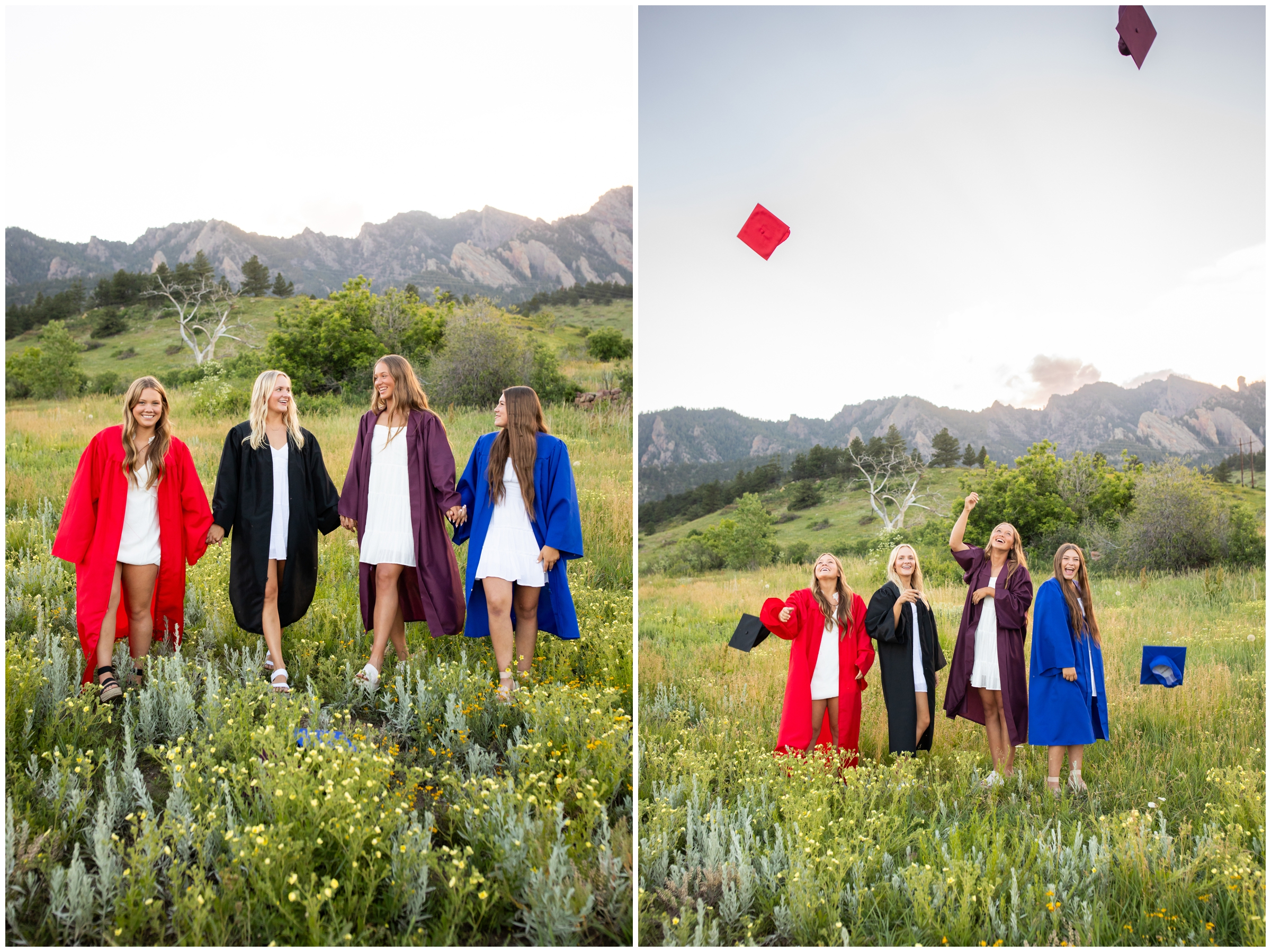 Boulder cap and gown graduation photos at South Mesa Trail by Colorado senior photographer Plum Pretty Photography