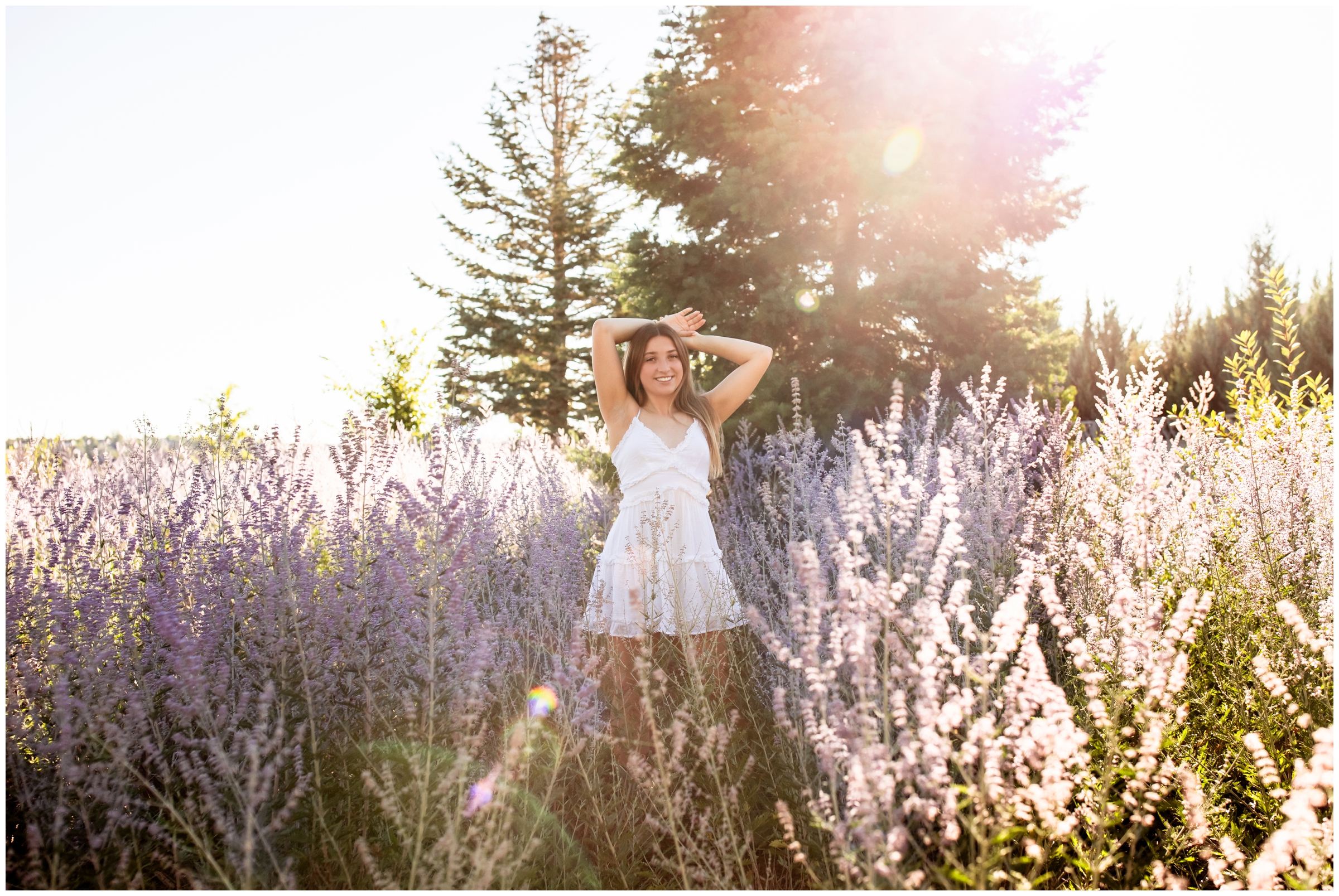 teen posing in lavender field during Colorado senior portraits by Plum Pretty photography
