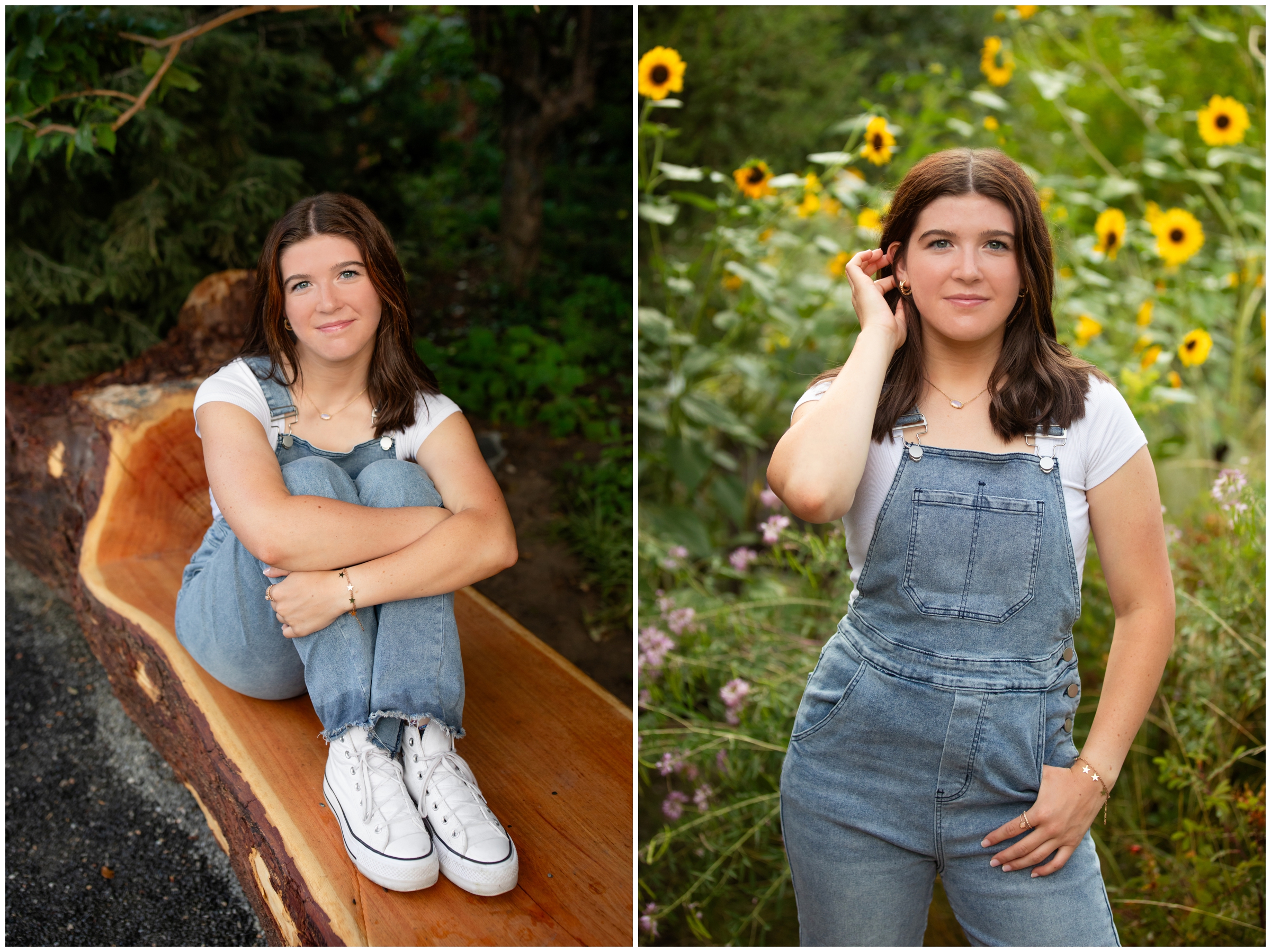 teen posing in front of sunflowers during Colorado senior portraits at the Denver Botanic Gardens