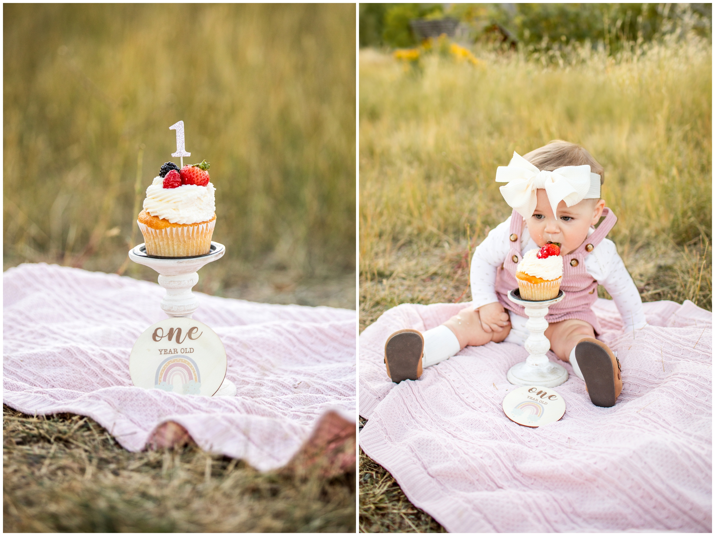 Golden cake smash photos at Golden History Park by Colorado photographer Plum Pretty Photography