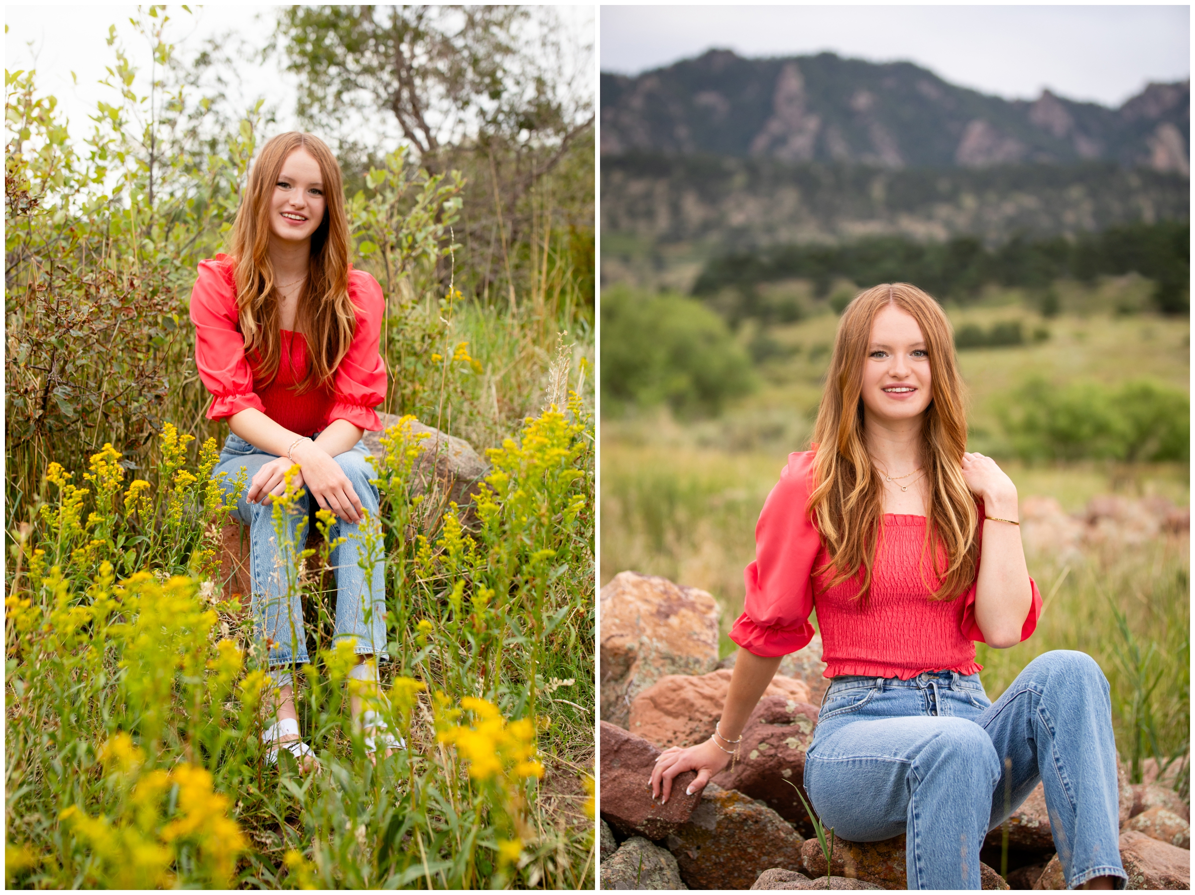 Prospect Ridge Academy senior photos at South Mesa Trail by Boulder Colorado portrait photographer Plum Pretty Photography