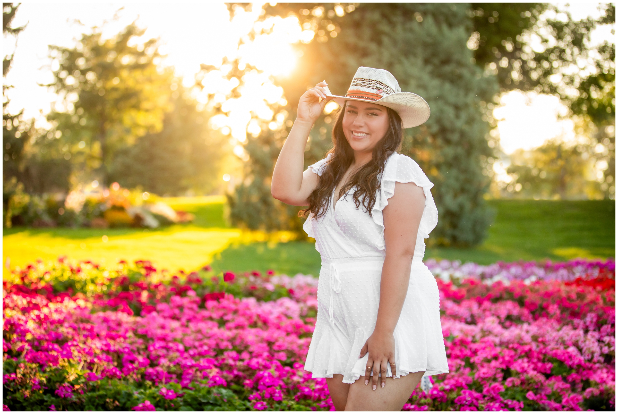 sunny flower gardens senior pictures inspiration in Fort Collins Colorado 