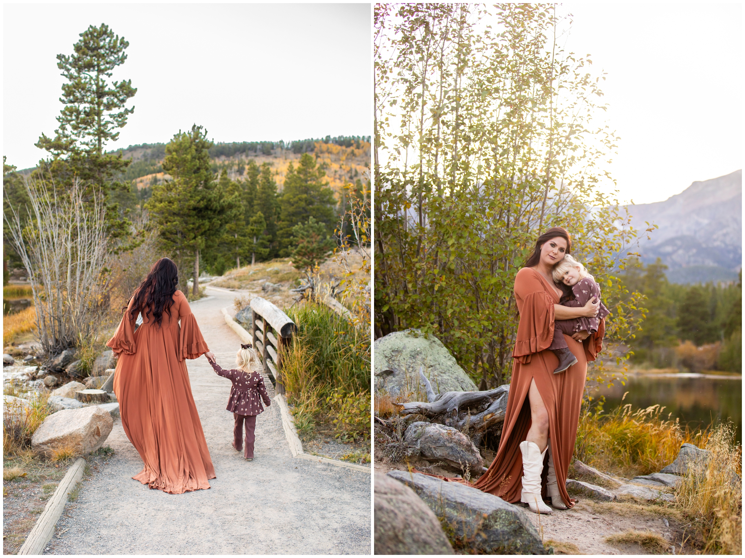 candid family photos of mother and daughter during Sprague Lake RMNP family portraits 