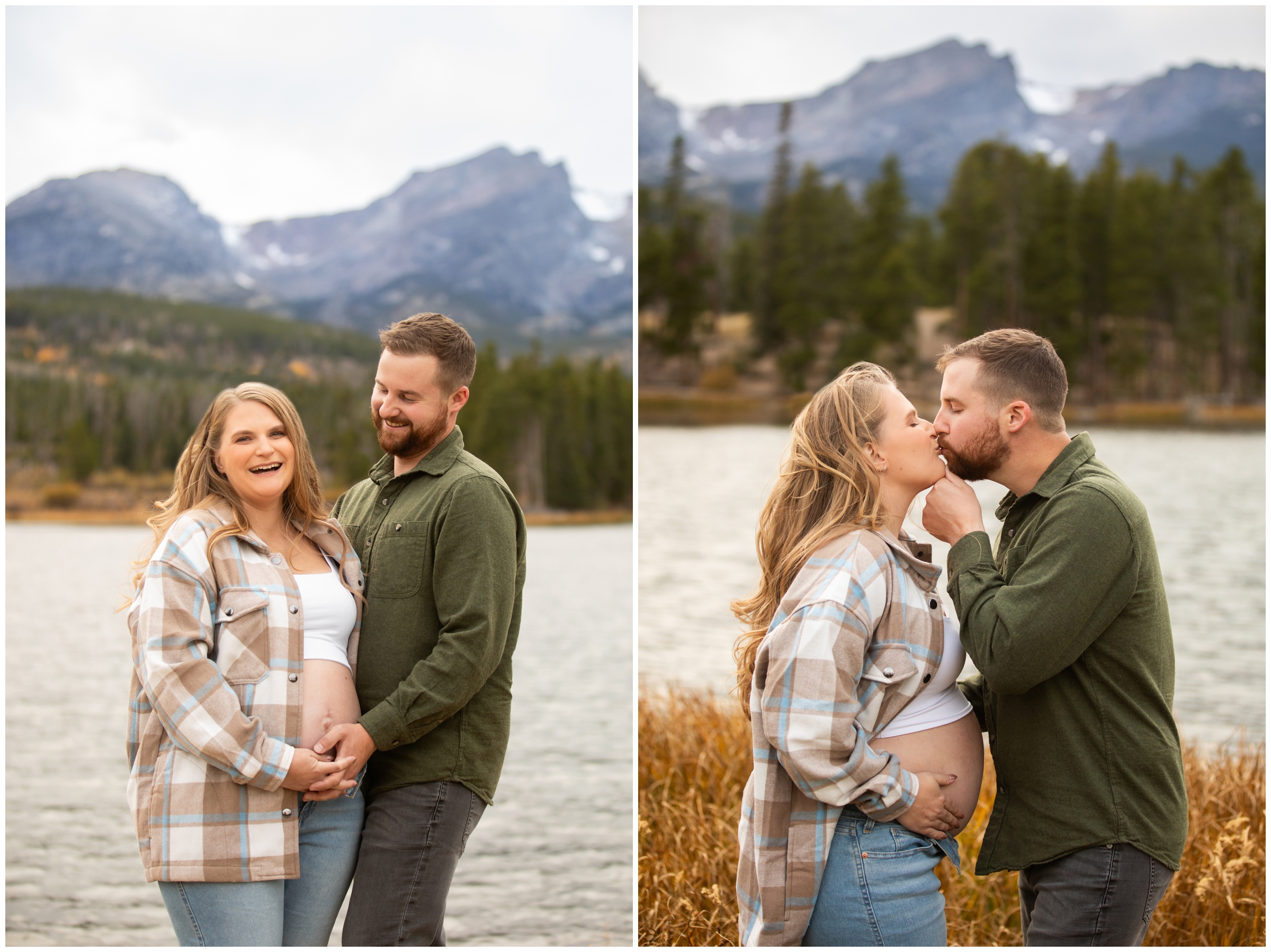 mountain lake maternity photography inspiration in Estes Park Colorado 