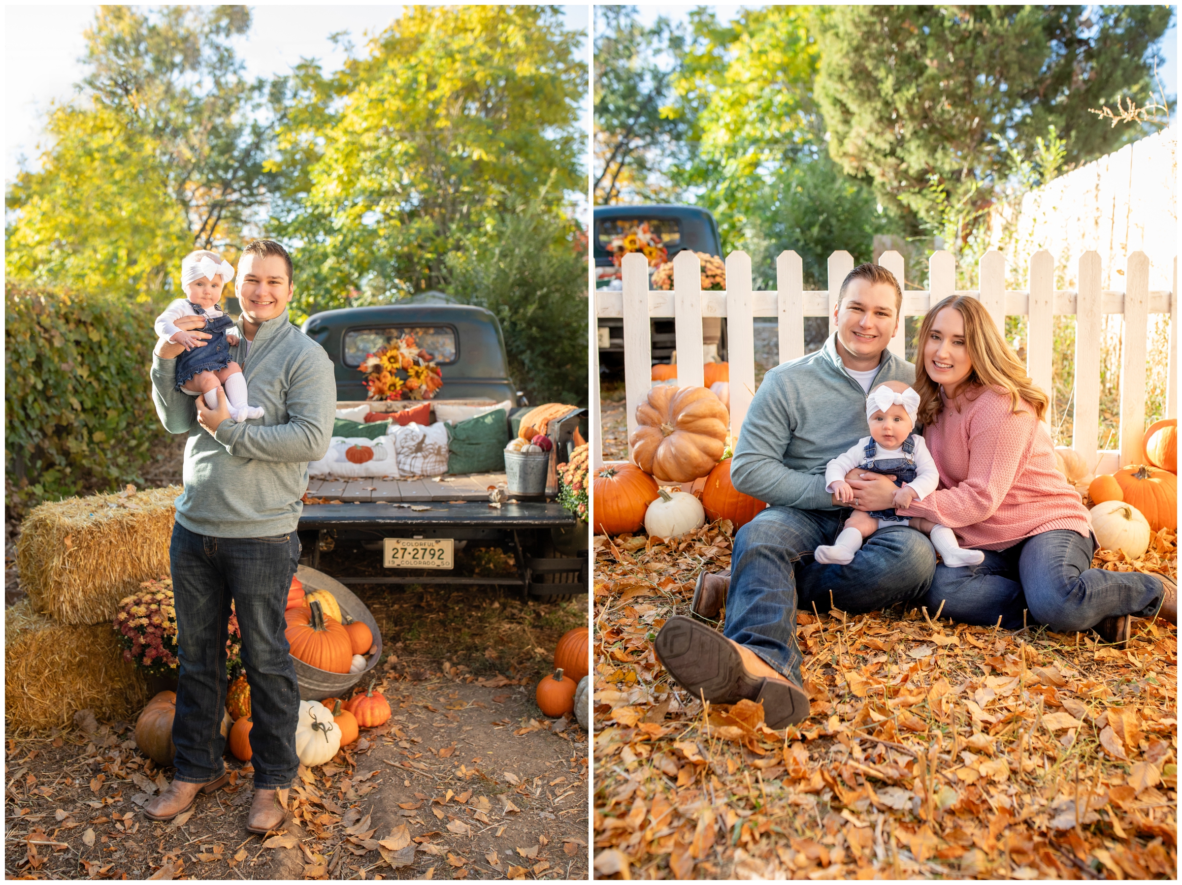 Fall family mini sessions with a vintage truck and pumpkins by Frederick Colorado photographer Plum Pretty Photography