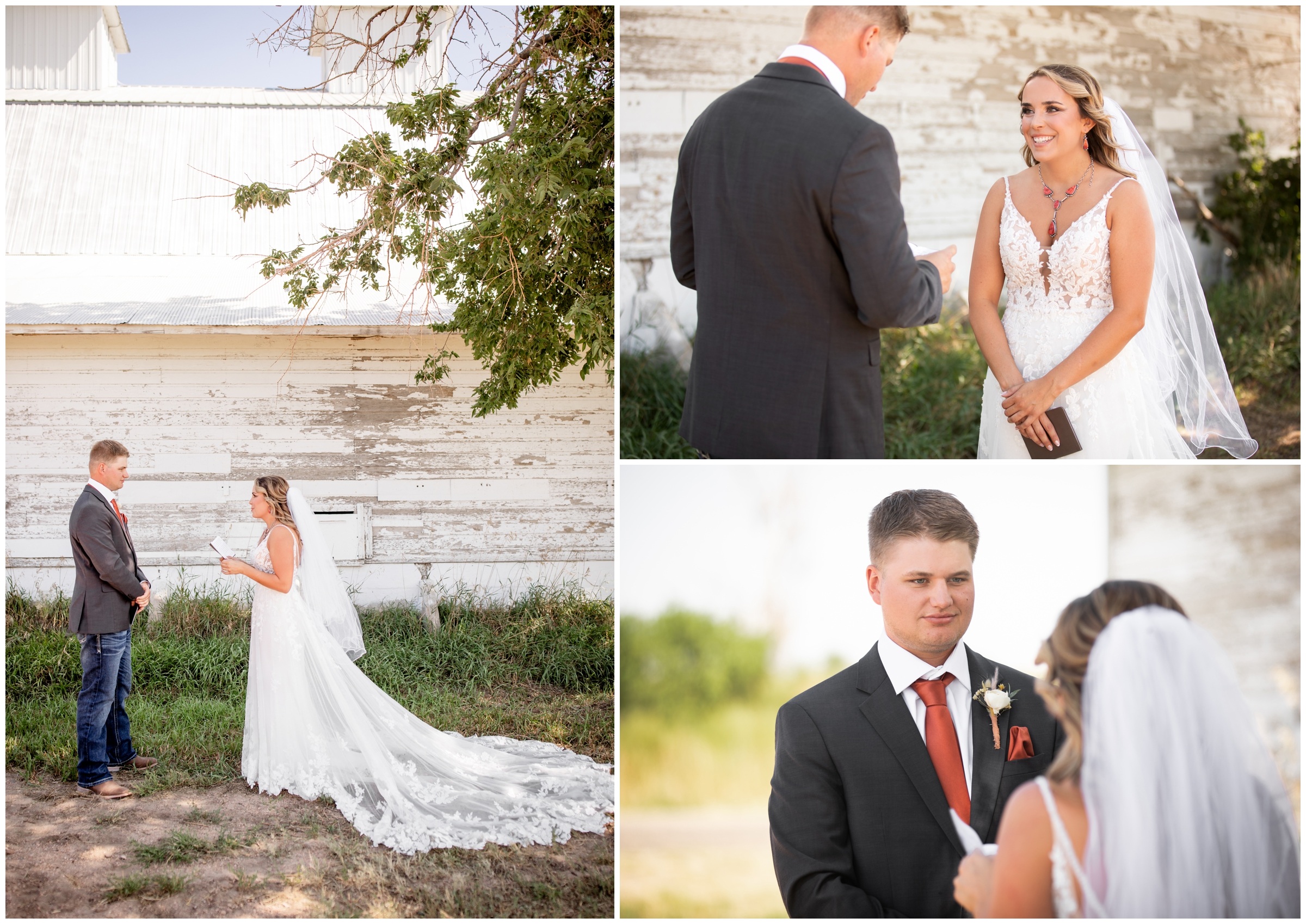 self solemnizing elopement ceremony in front of a barn in Northern Colorado 