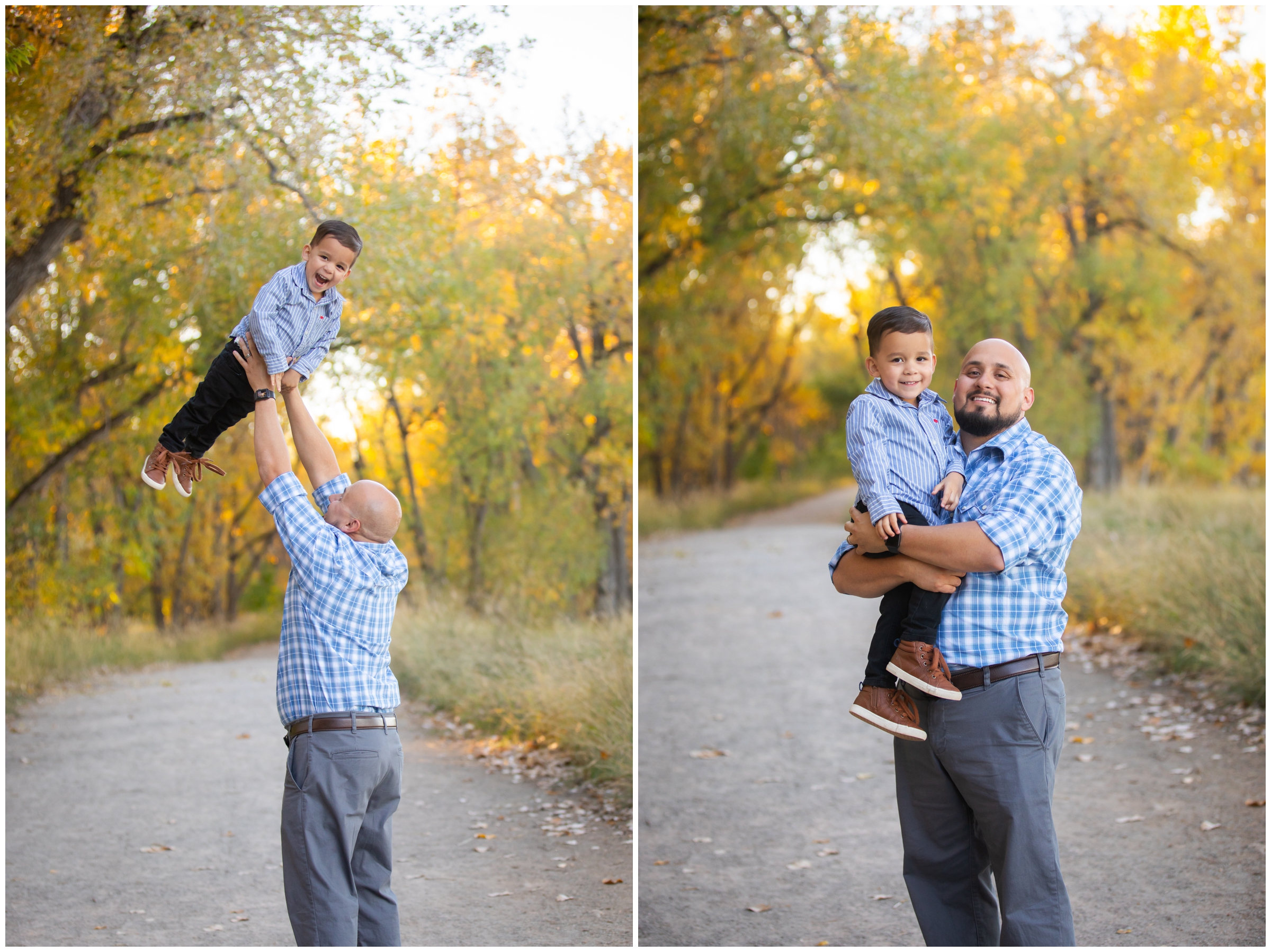 dad throwing son into the  air during Colorado candid family pictures by Plum Pretty photography 