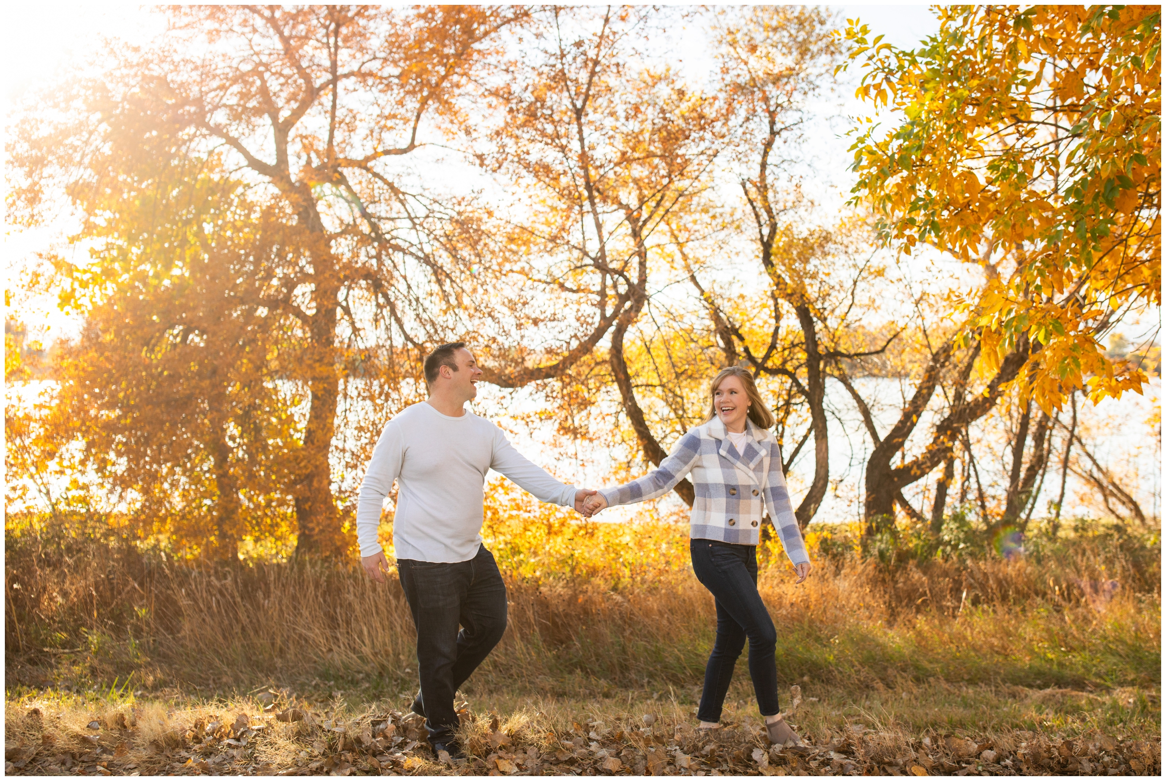 Mead Colorado couples photos during fall at Highland Lake by CO portrait photographer Plum Pretty Photography