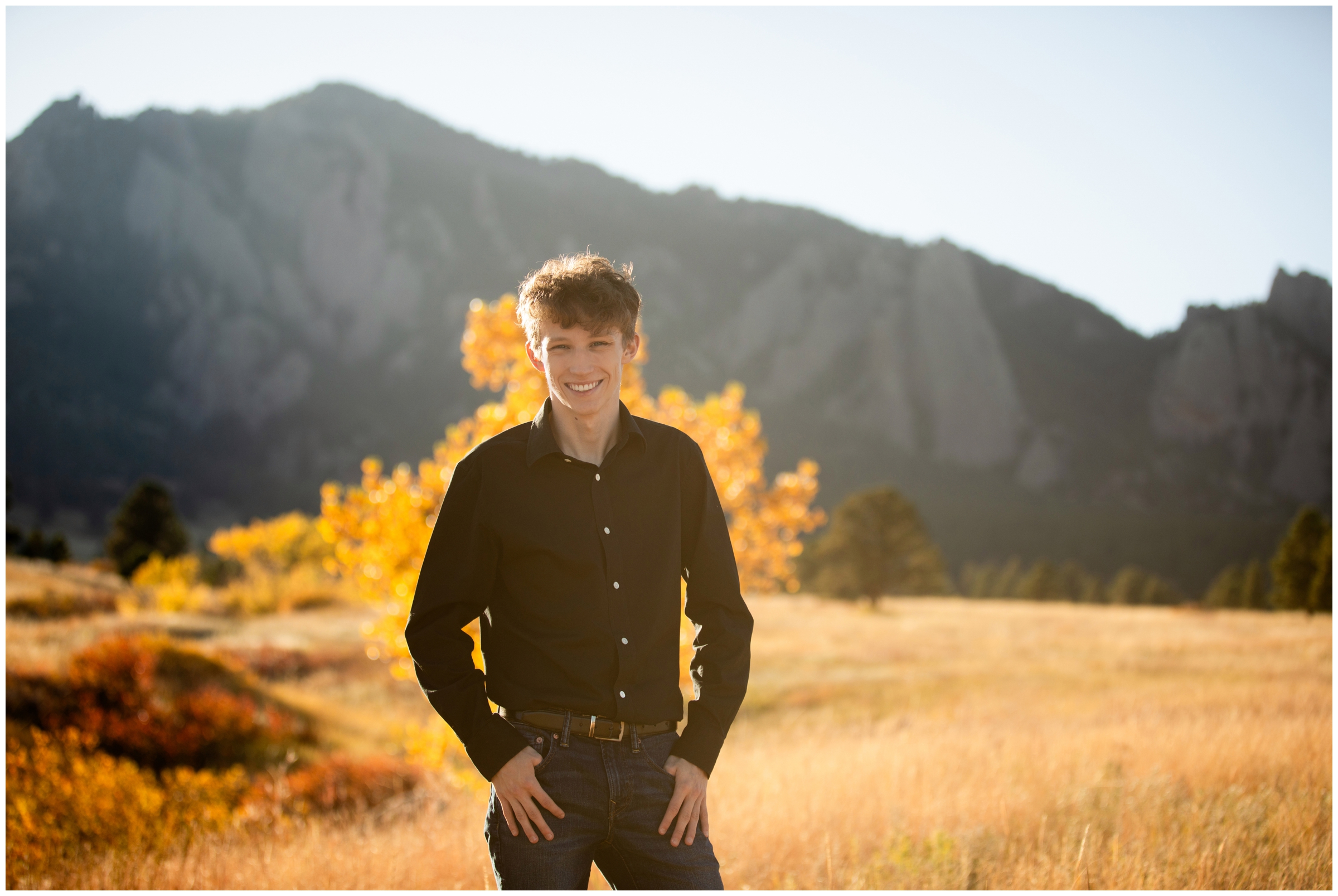 Colorado flatirons high school graduation photography session at Table Mesa Trail
