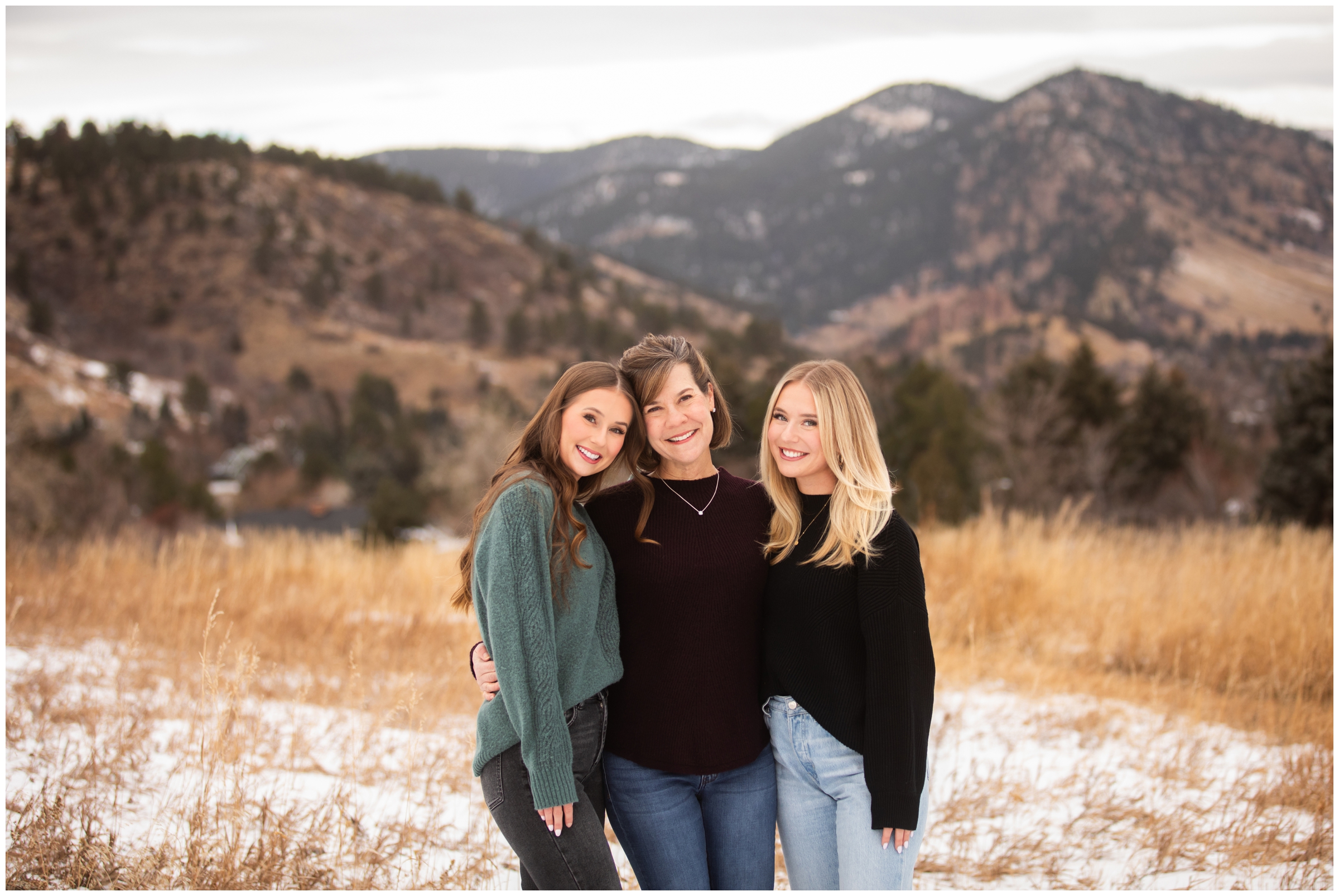 Colorado mountain photography session in the snow at Chautauqua Park