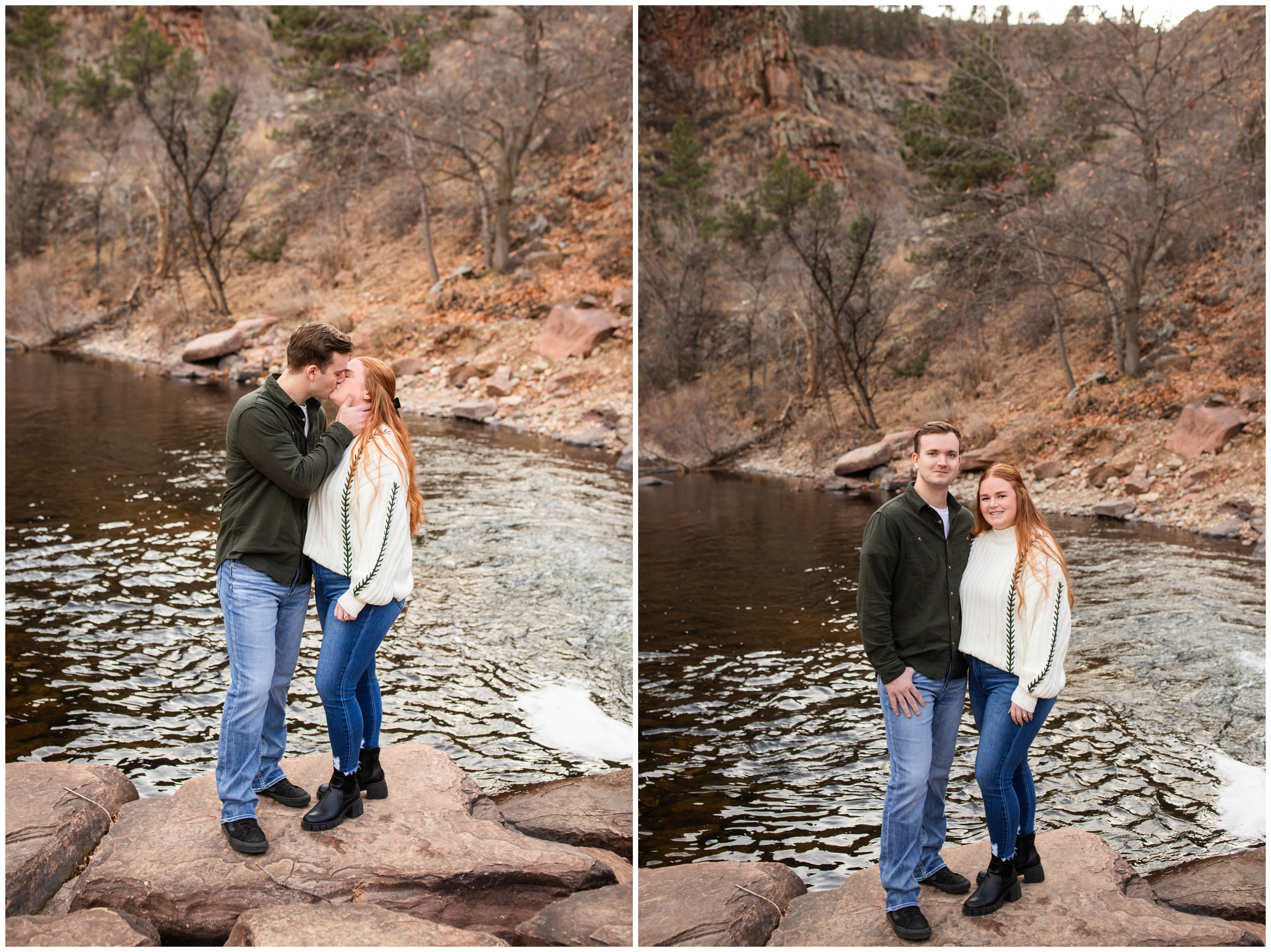 Lyons engagement pictures at Lavern Johnson Park during winter by Colorado wedding photographer Plum Pretty Photography
