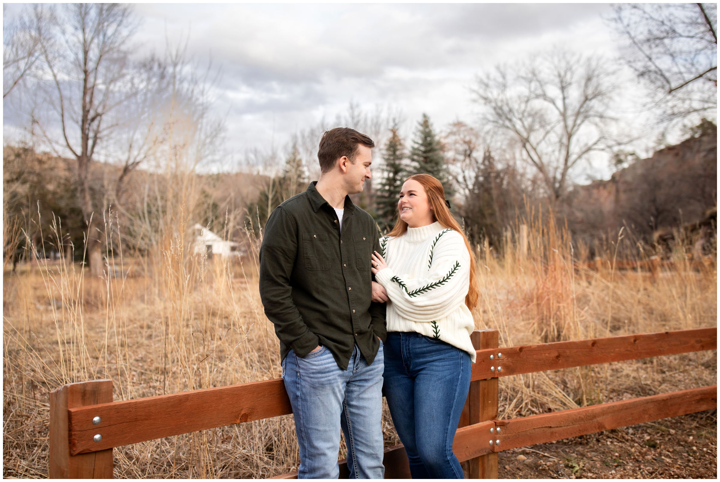 Lyons engagement pictures at Lavern Johnson Park during winter by Colorado wedding photographer Plum Pretty Photography