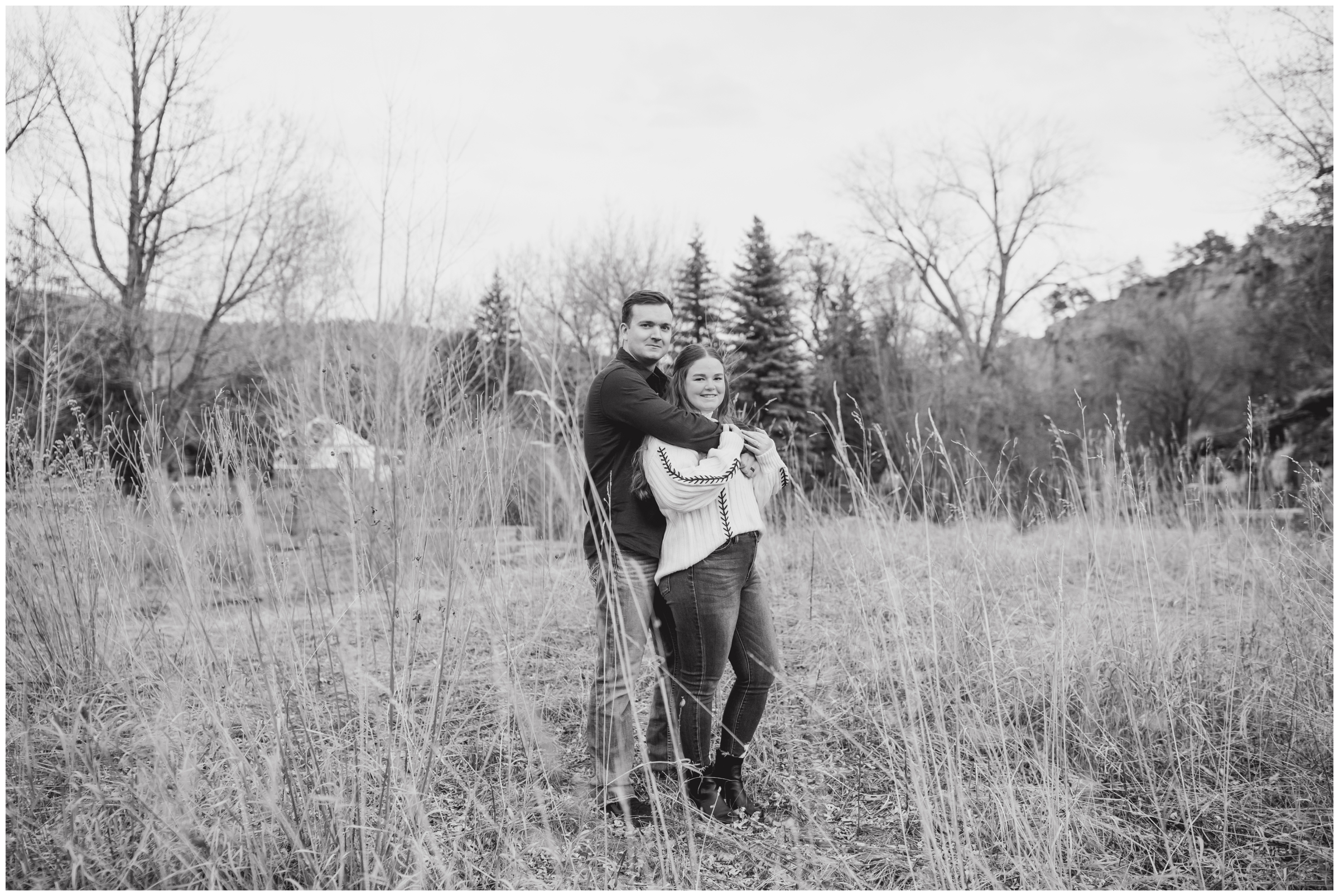 Lyons engagement pictures at Lavern Johnson Park during winter by Colorado wedding photographer Plum Pretty Photography