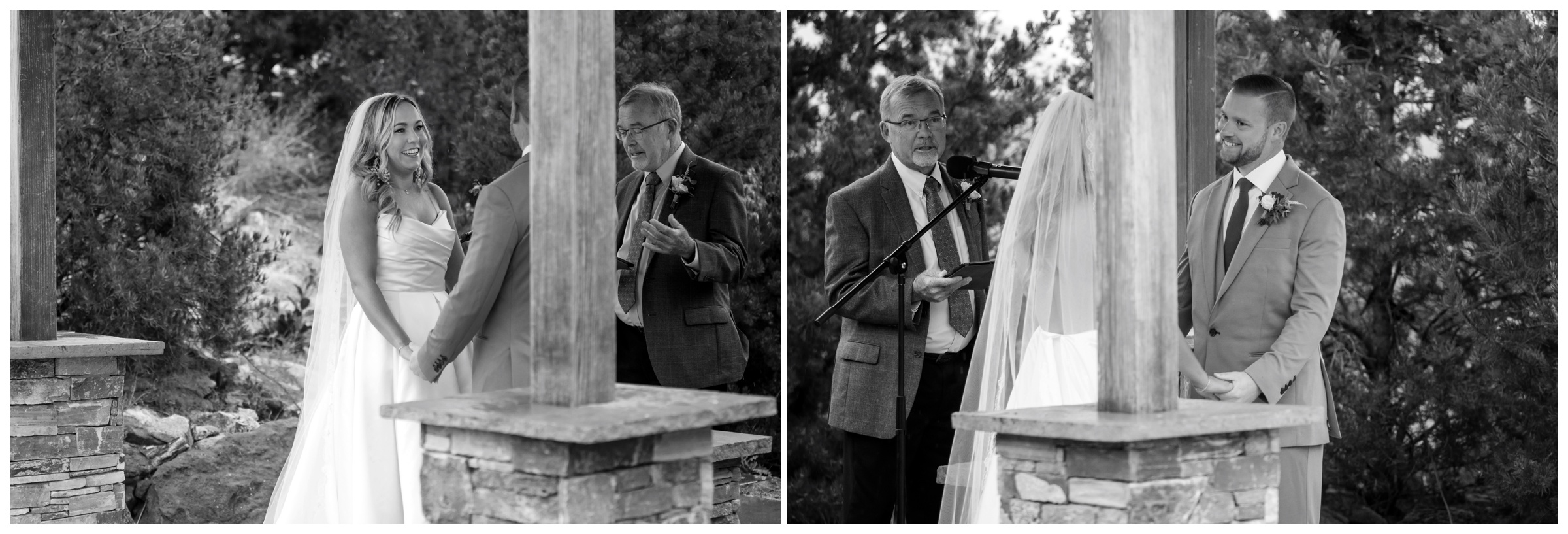 rainy wedding ceremony at Willow Ridge Manor in Morrison Colorado