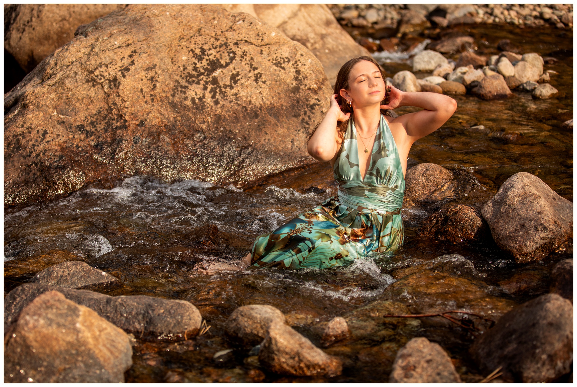 Longmont High senior photography inspiration in the St. Vrain River by Lyons Colorado photographer Plum Pretty Photography