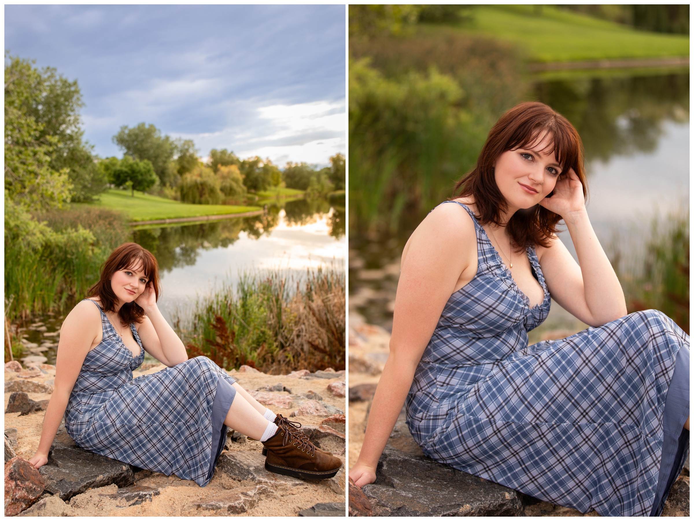 Pomona High senior photos at Cascade Lake Anthem Ranch by Broomfield Colorado photographer Plum Pretty Photography