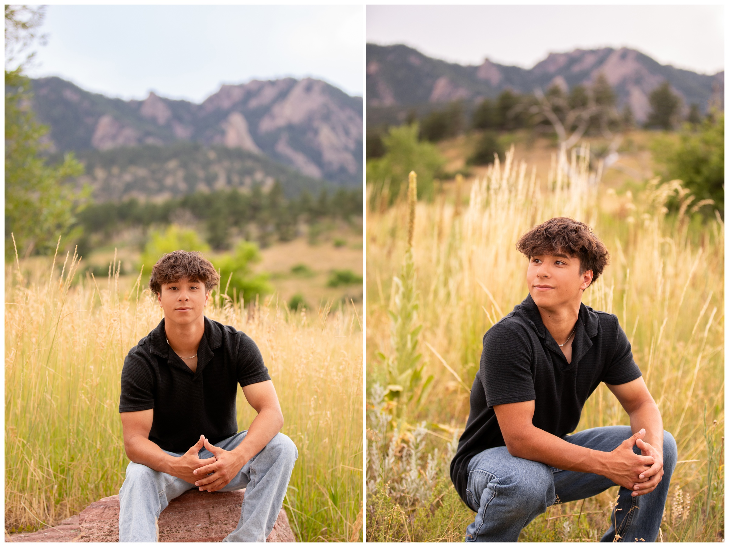 teen posing for mountain photography session at South Mesa in Boulder Colorado 
