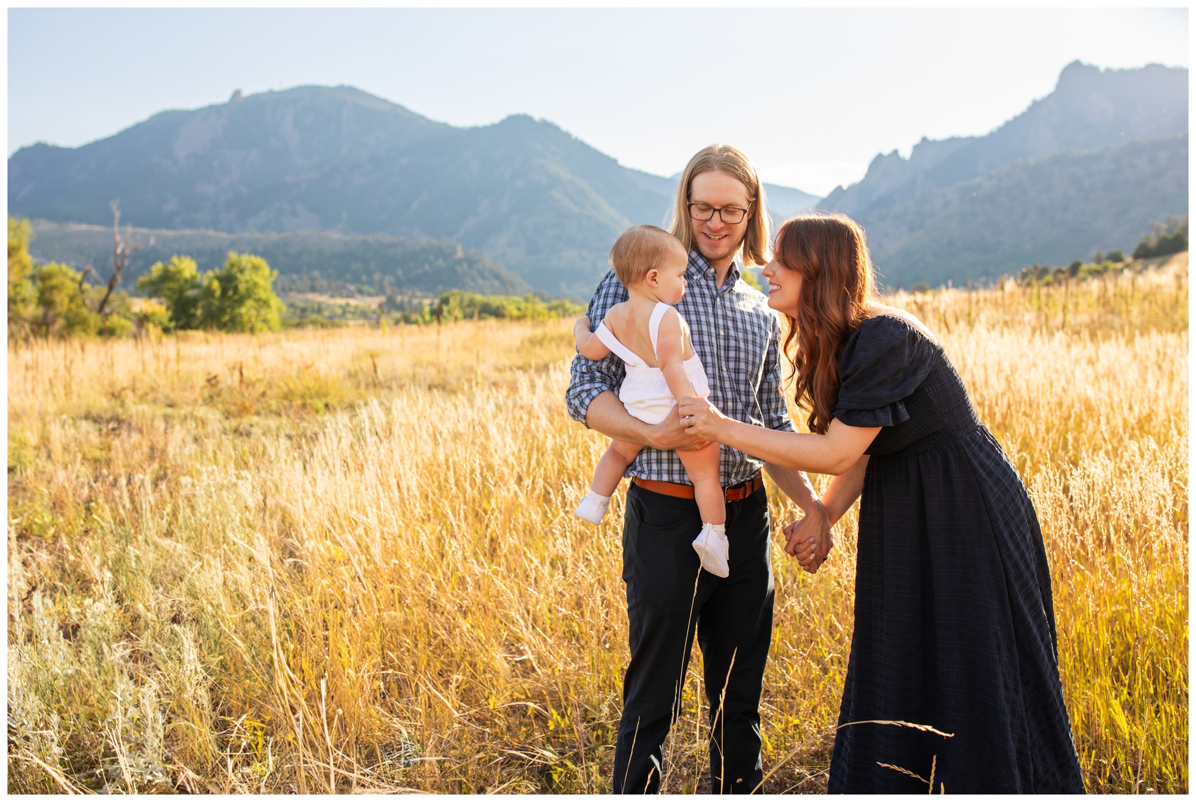 sweet candid moment during mountain family photos in Colorado 