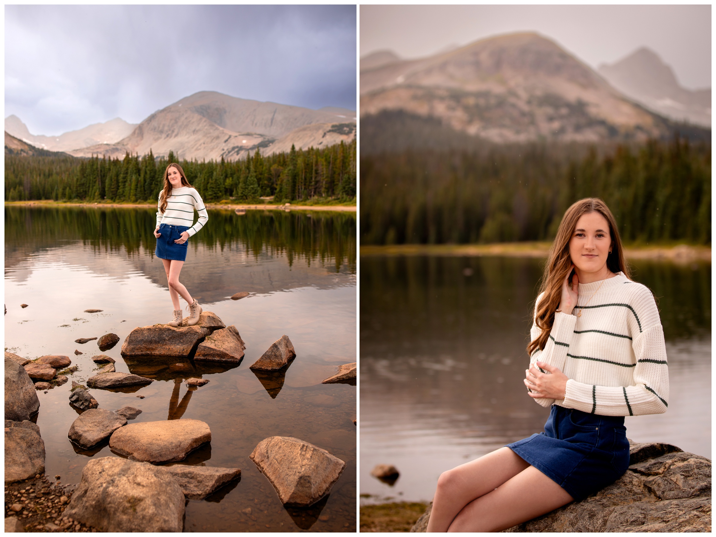 Colorado mountain lake senior pictures at Brainard Lake by portrait photographer Plum Pretty Photography