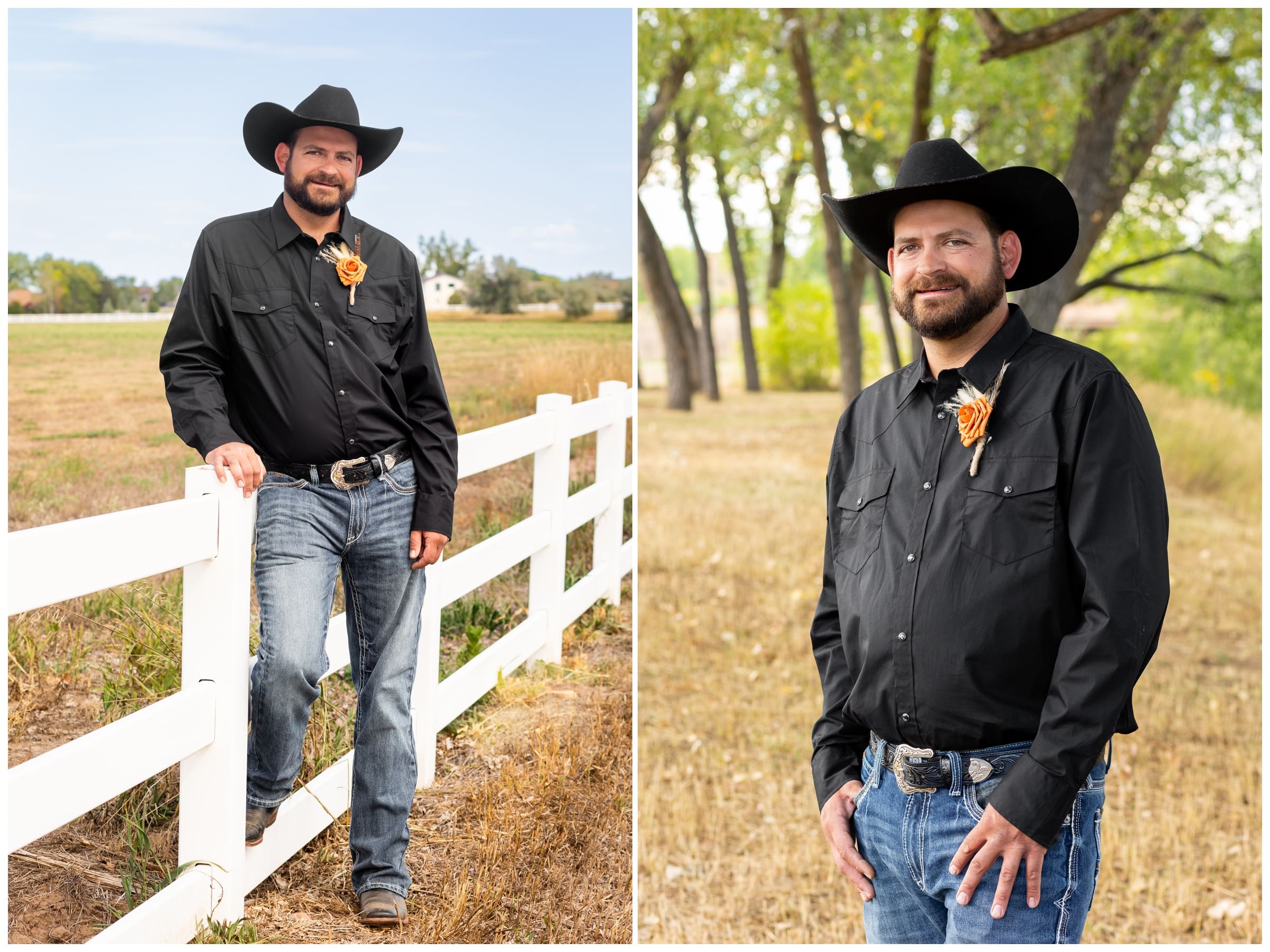 Colorado country groom in cowboy hat