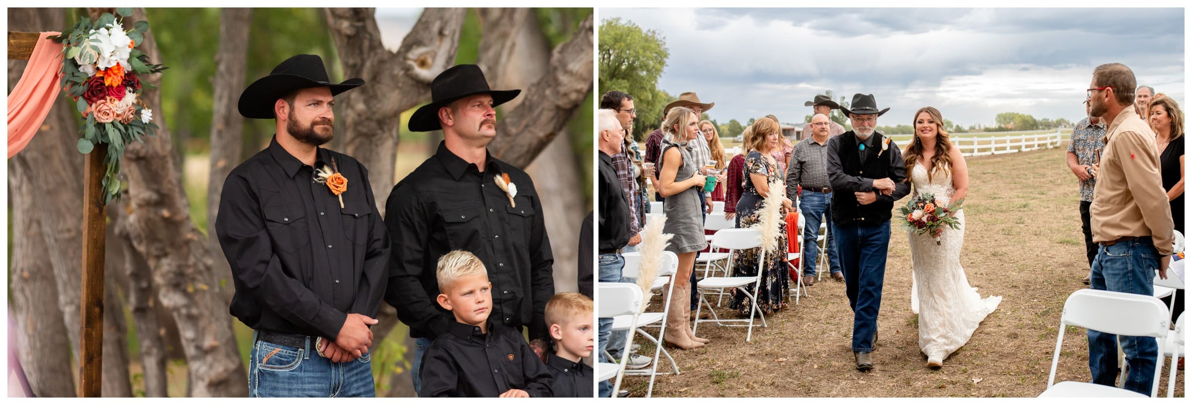 rustic farm wedding ceremony in Colorado 