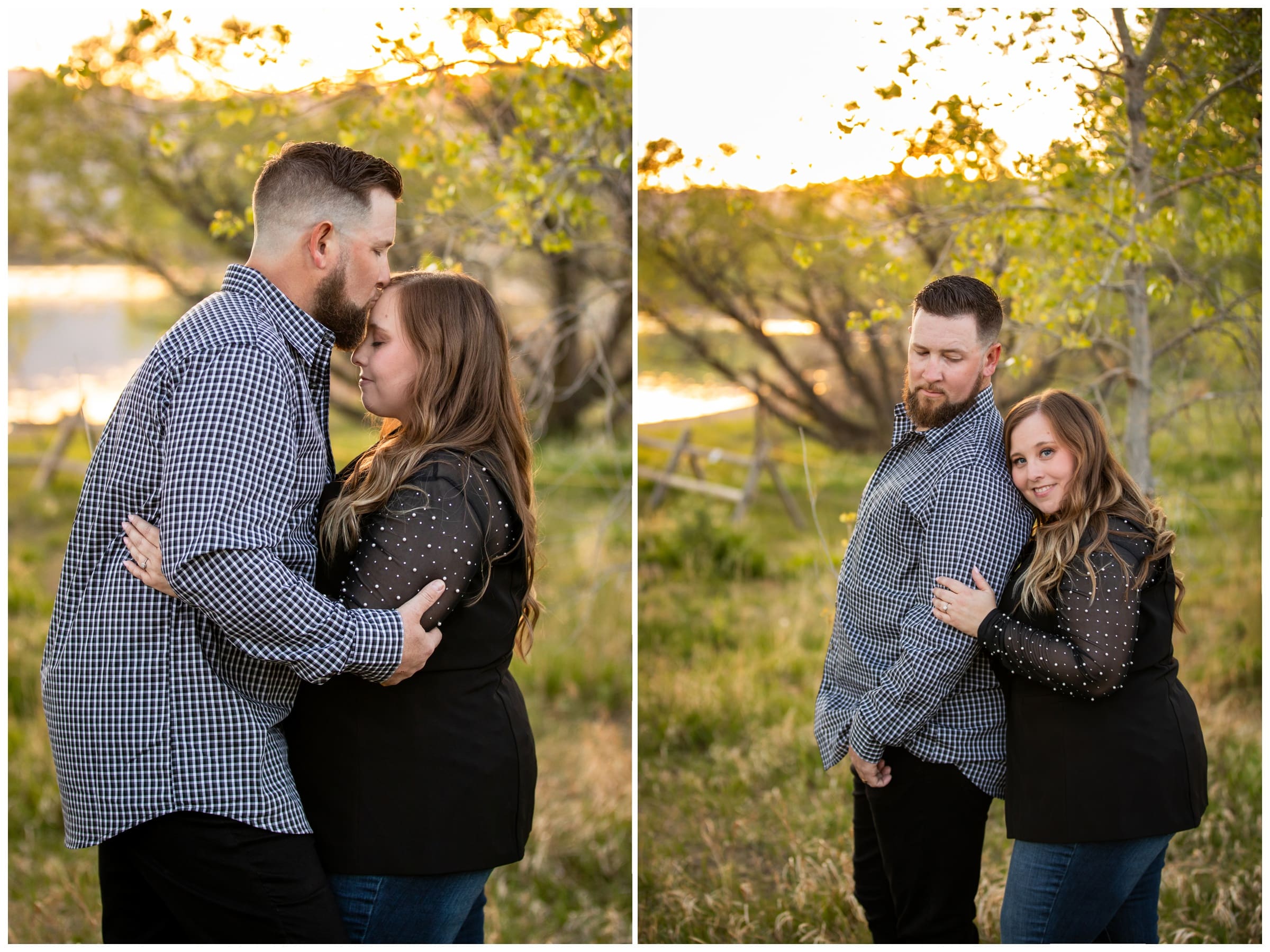couple cuddling during engagement portraits in Boulder by Plum Pretty Photography