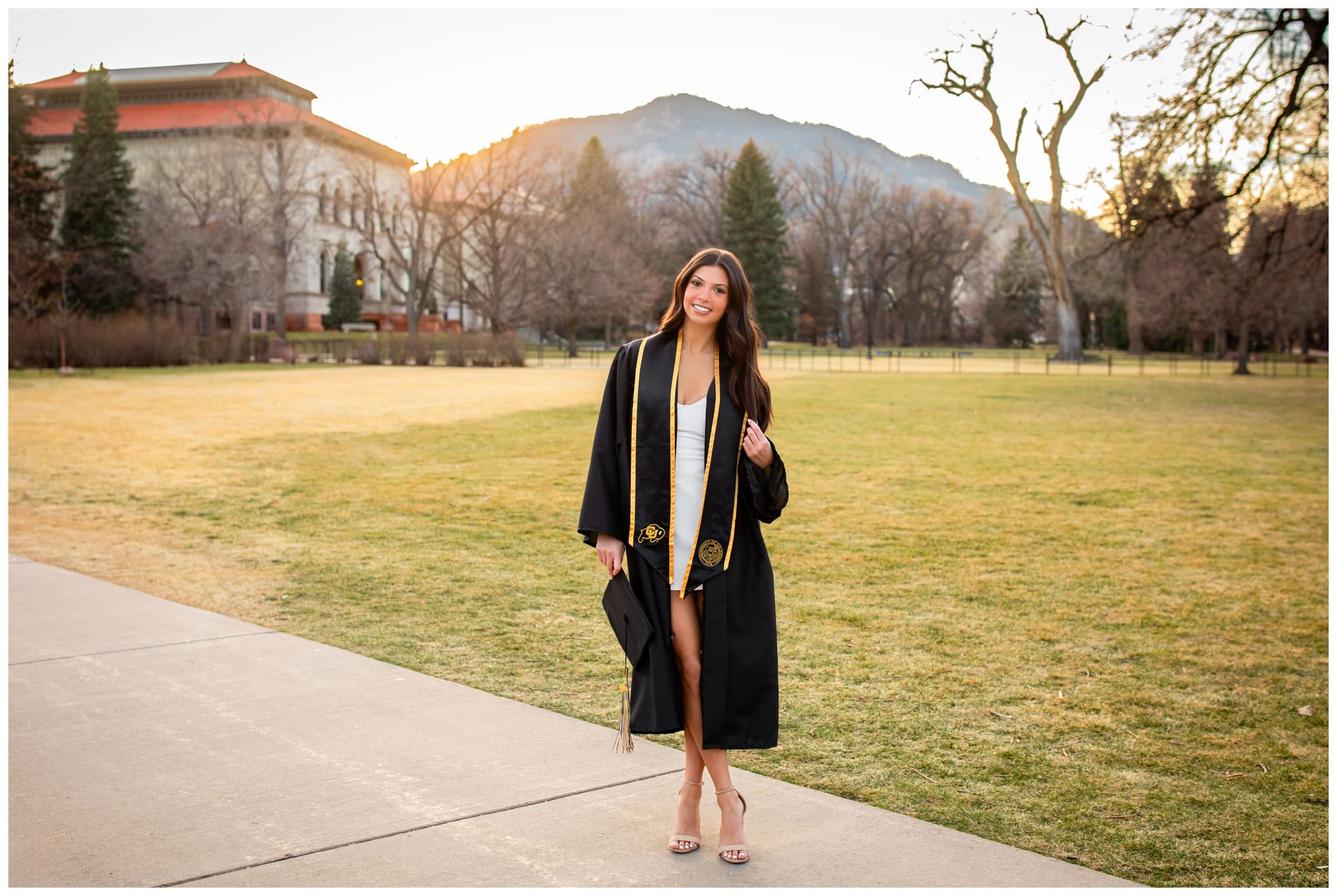 CU Boulder grad photos on campus by Colorado college portrait photographer Plum Pretty Photography